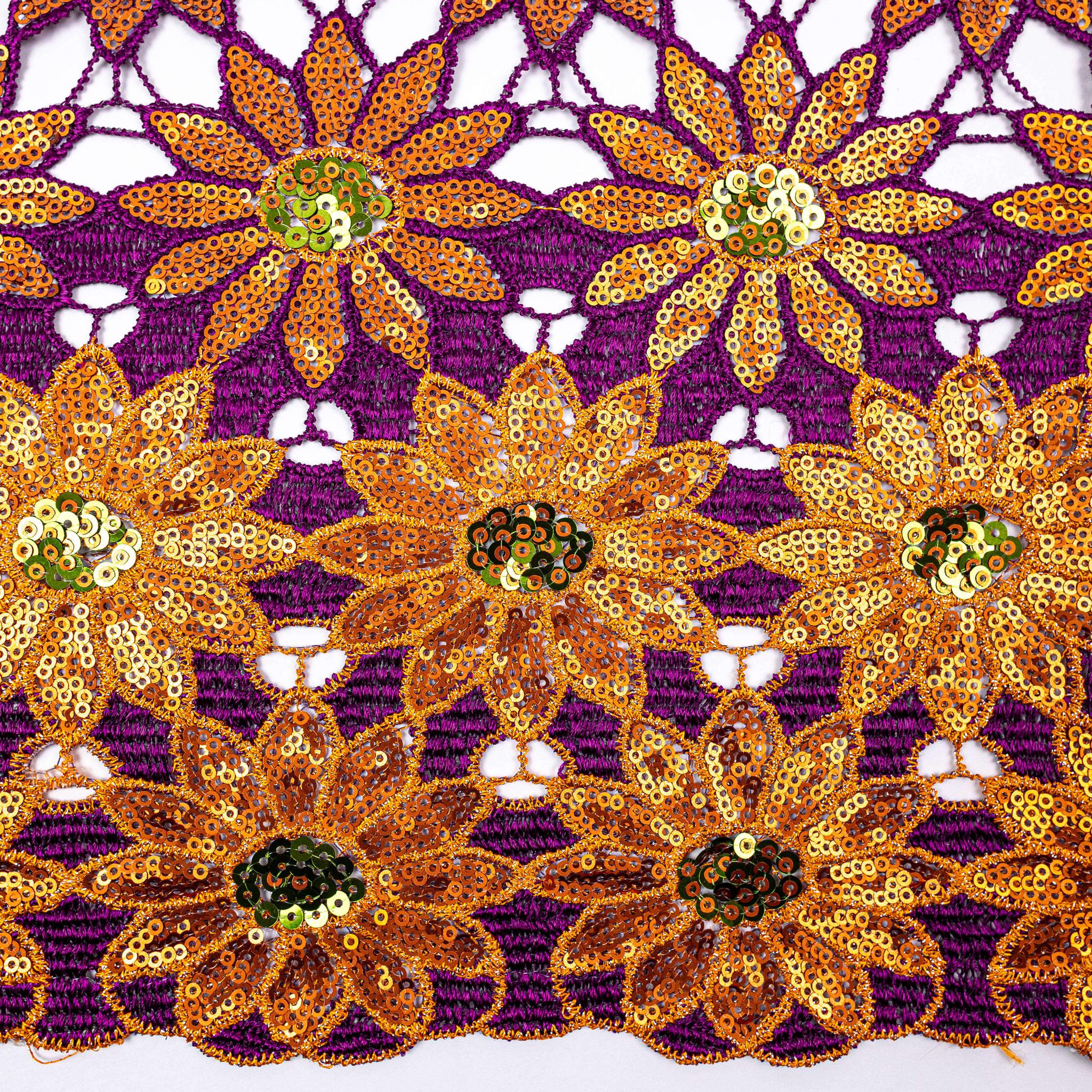 Orange & Purple Sequence Net Lace