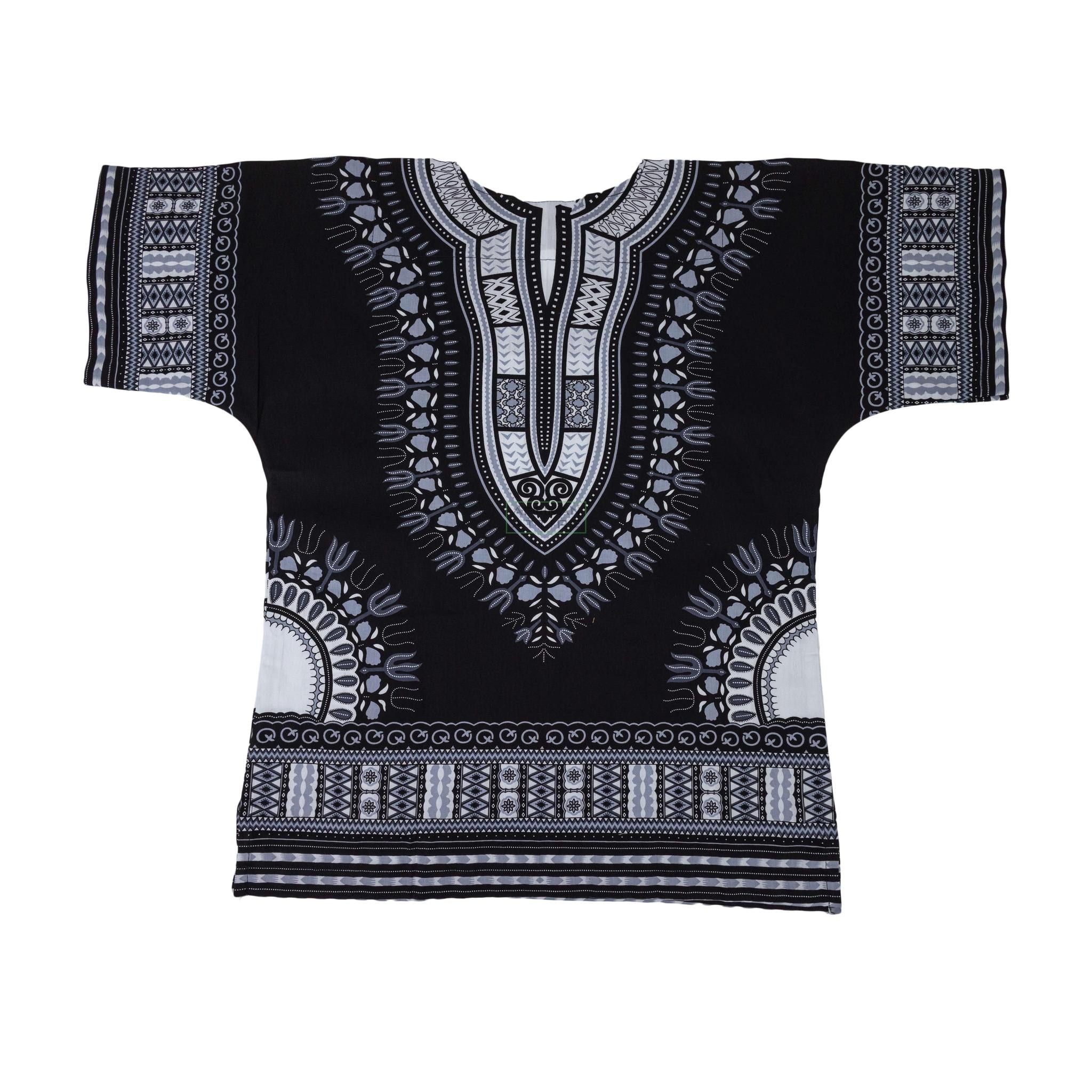 Black & Grey - African Dashiki Shirt