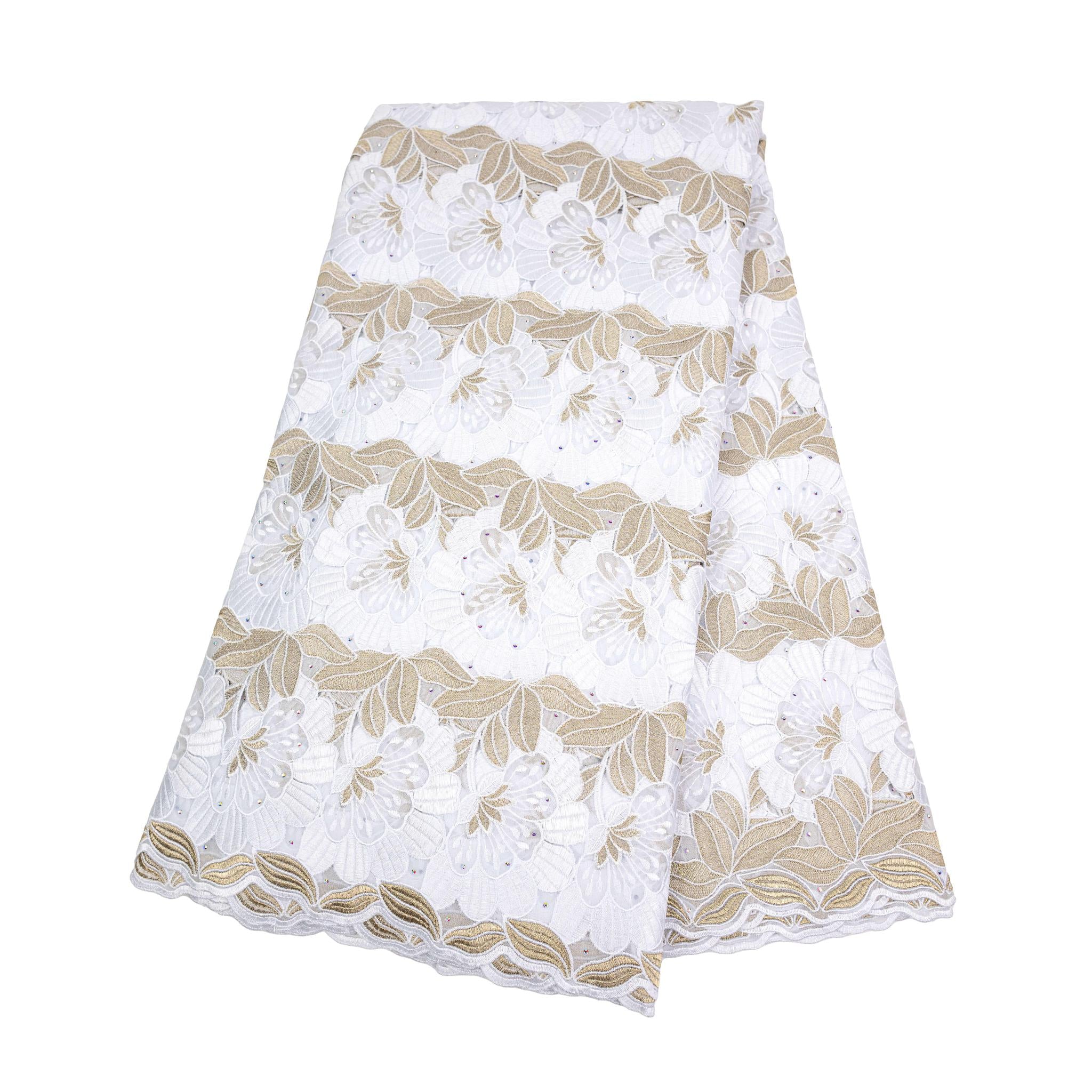 White & Gold Cotton Lace