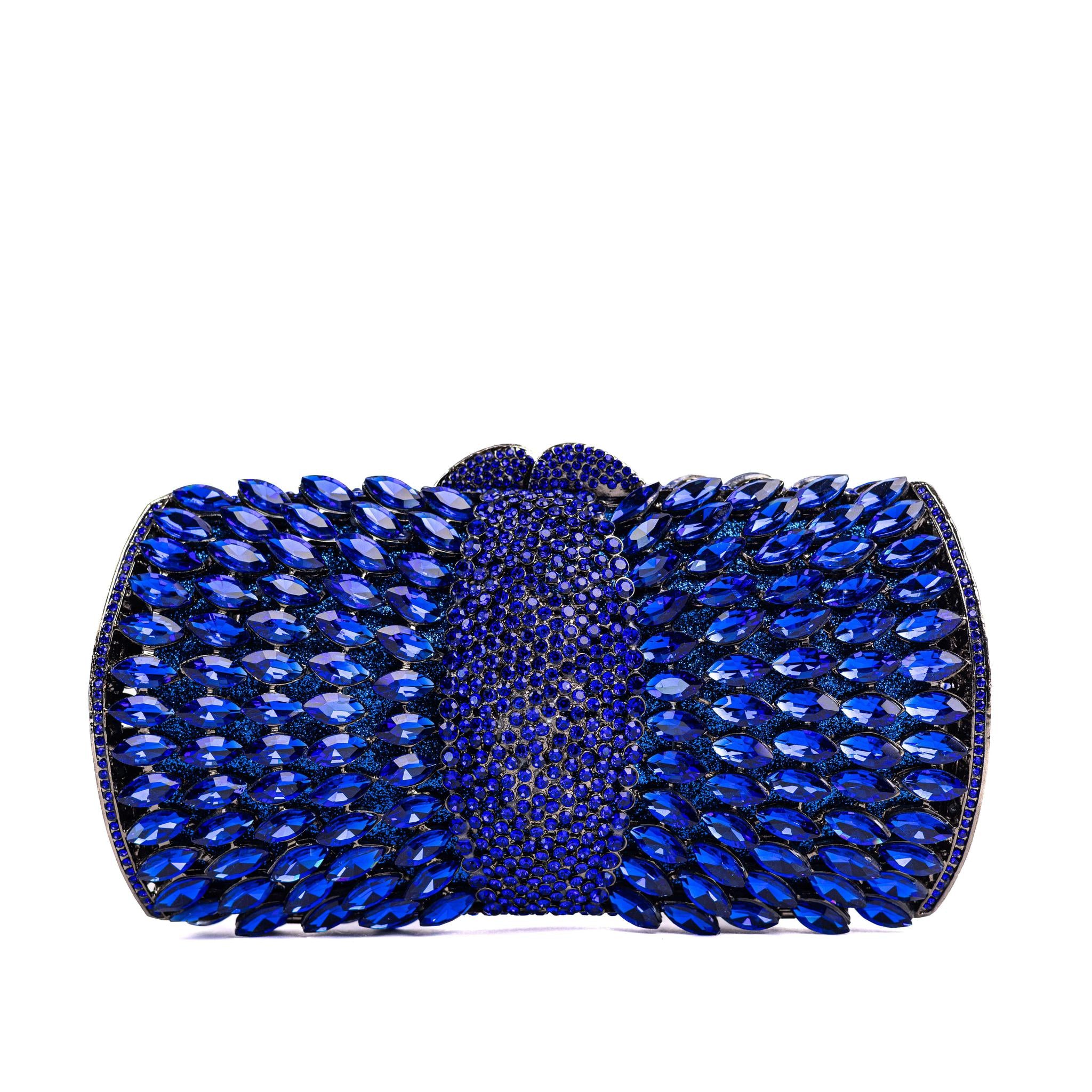 Royal-Blue Rhinestone Clutch Purse