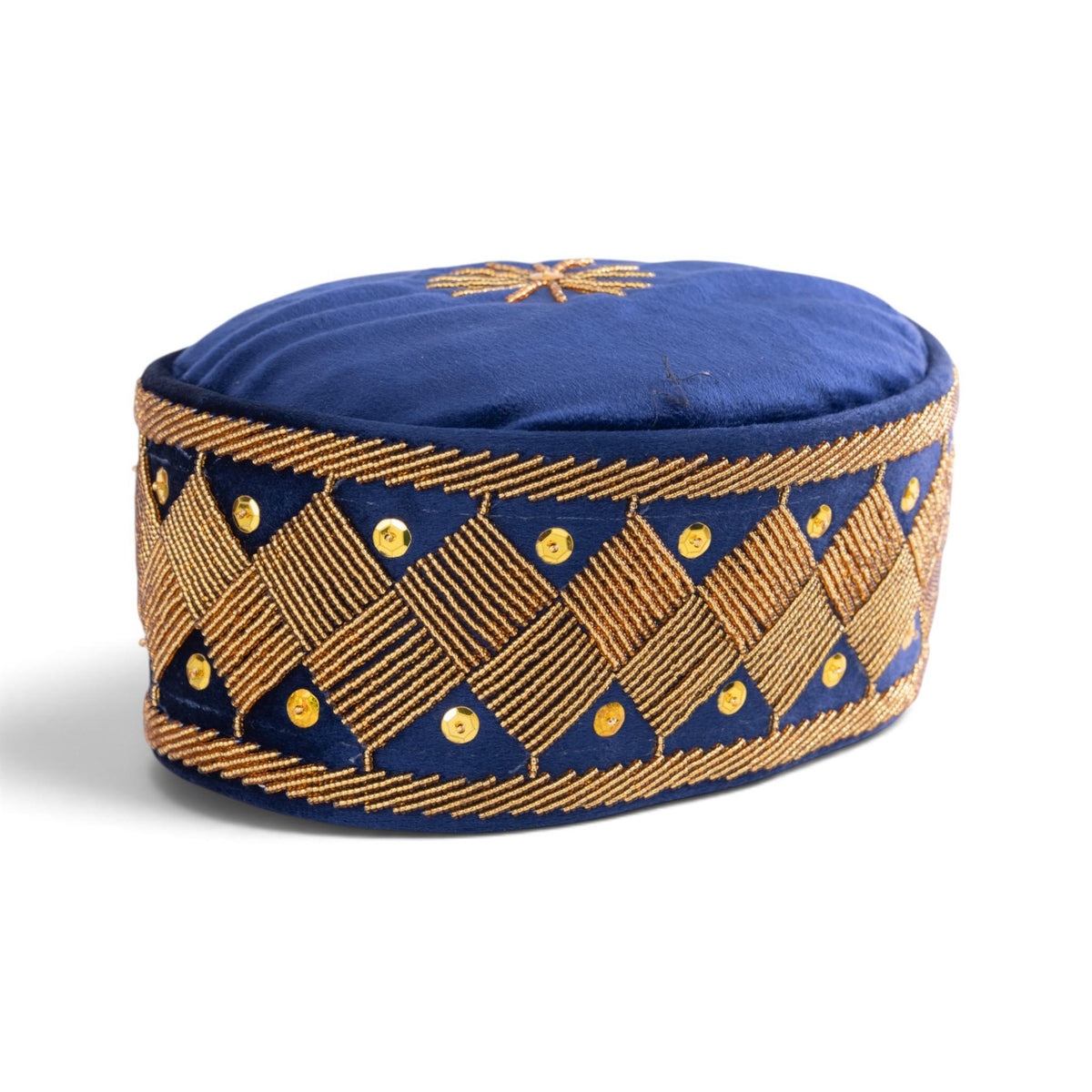 Blue Velvet Beaded Cap