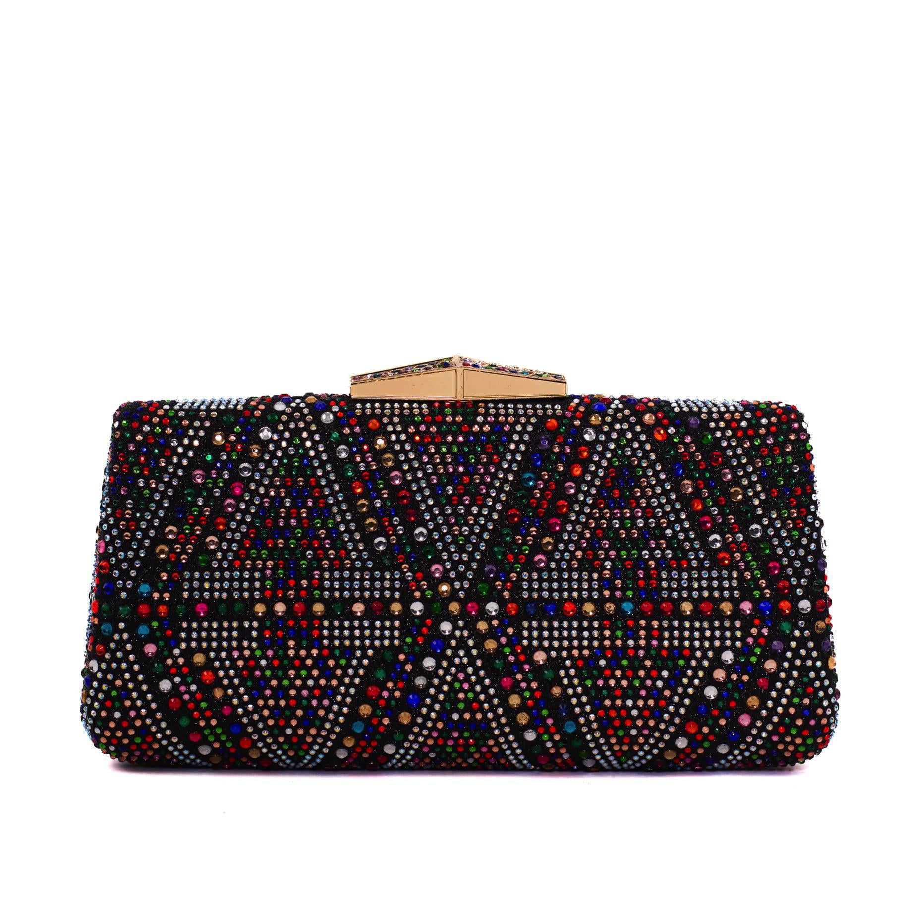 Multicolored Diamond Hasp Clutch Purse