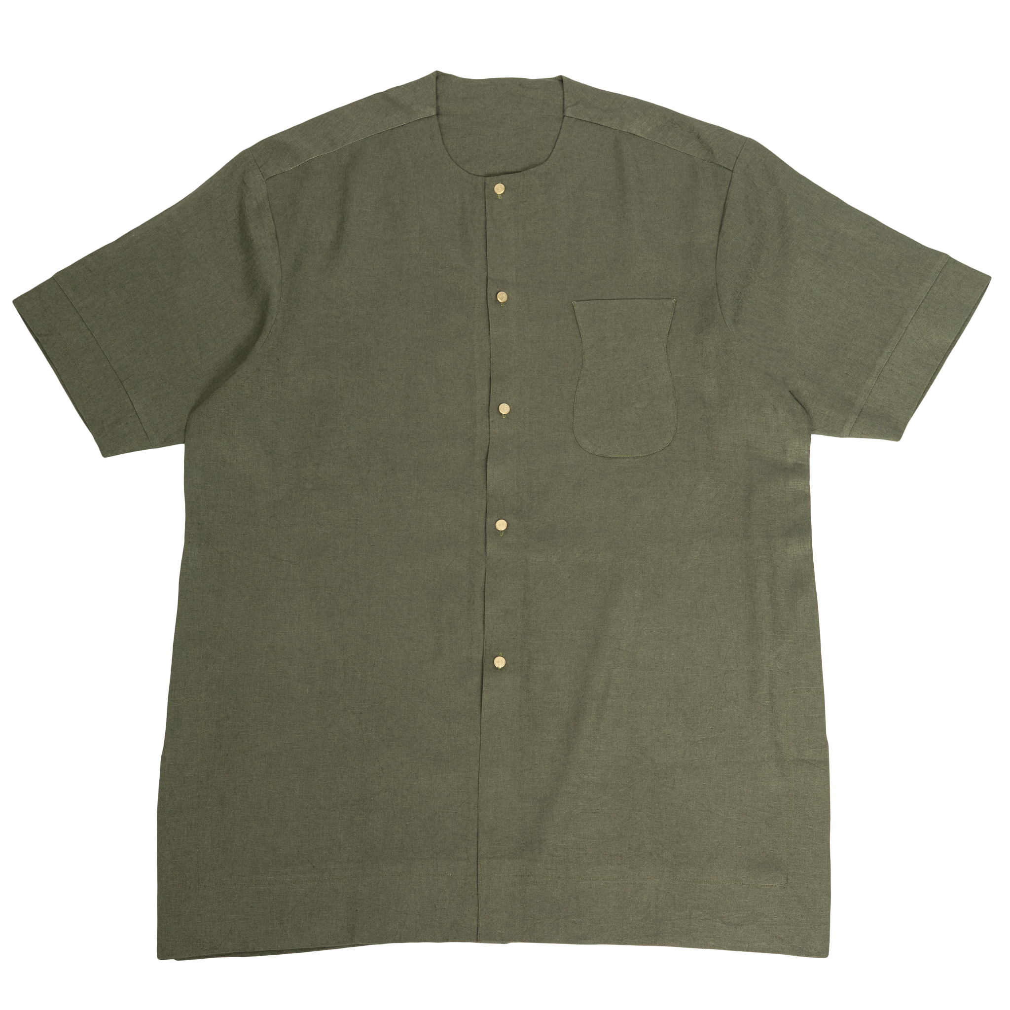 Olive Green Men's Linen Short-Sleeve Senator Set