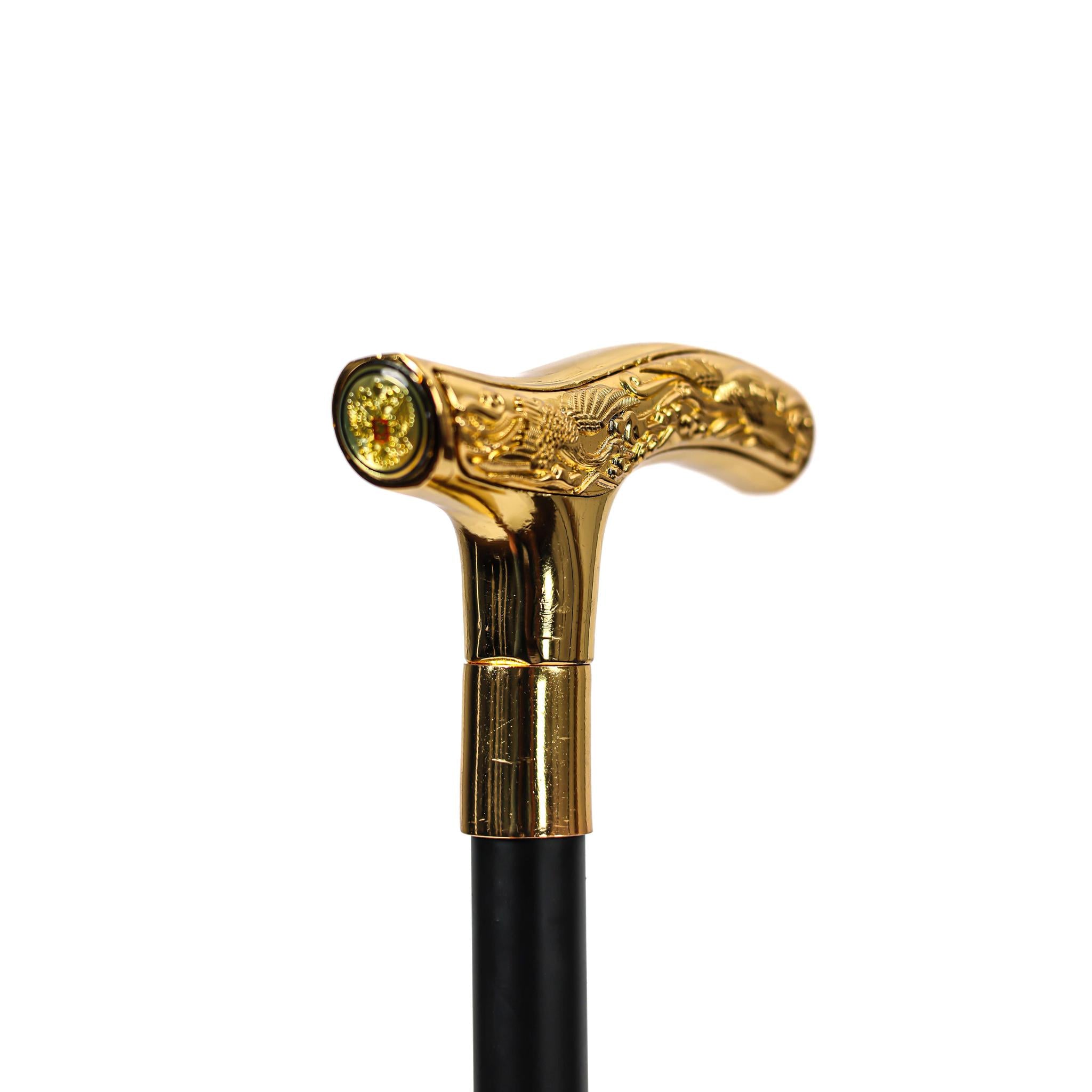 Elegant Gold Handle Walking Cane