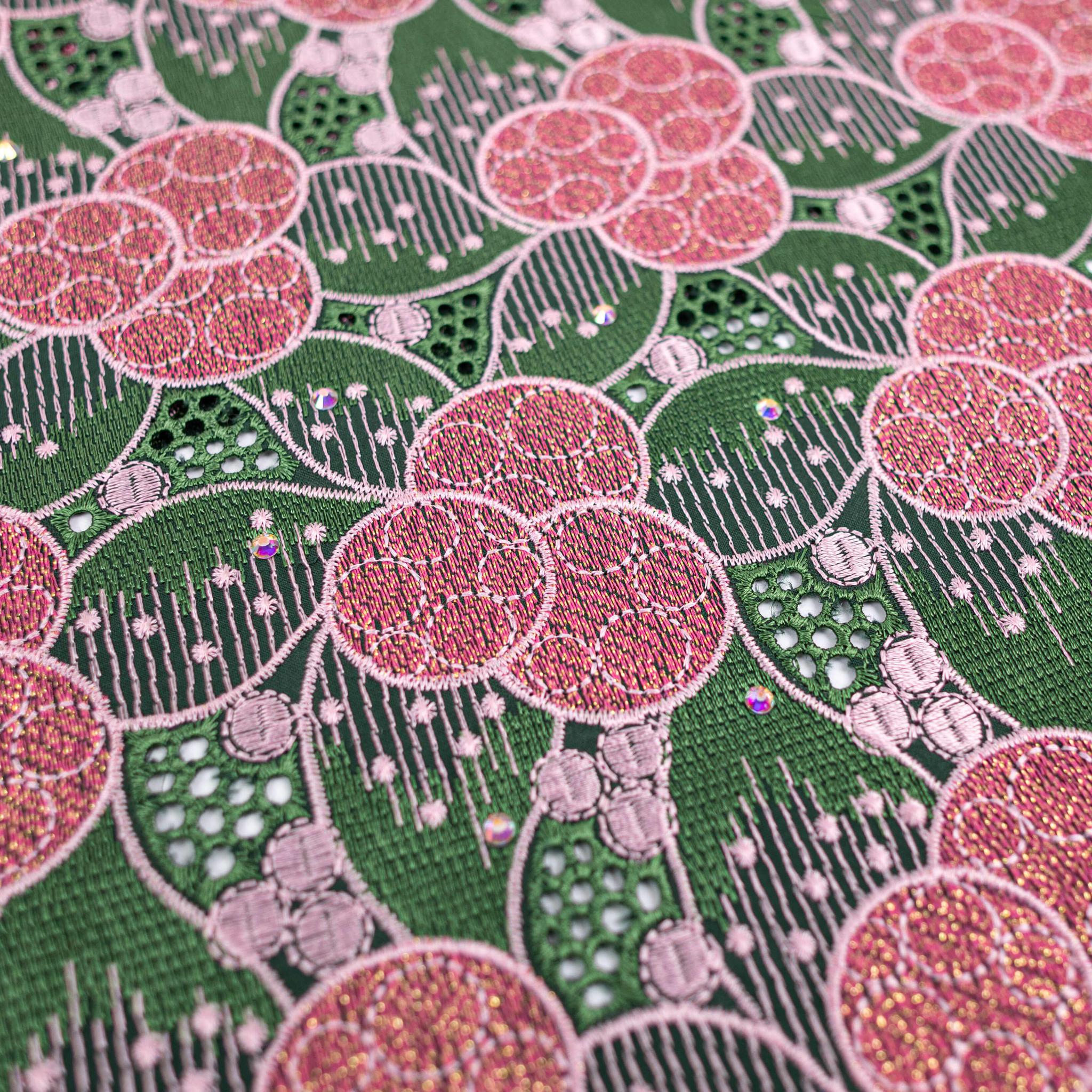 Green & Pink Cotton Lace