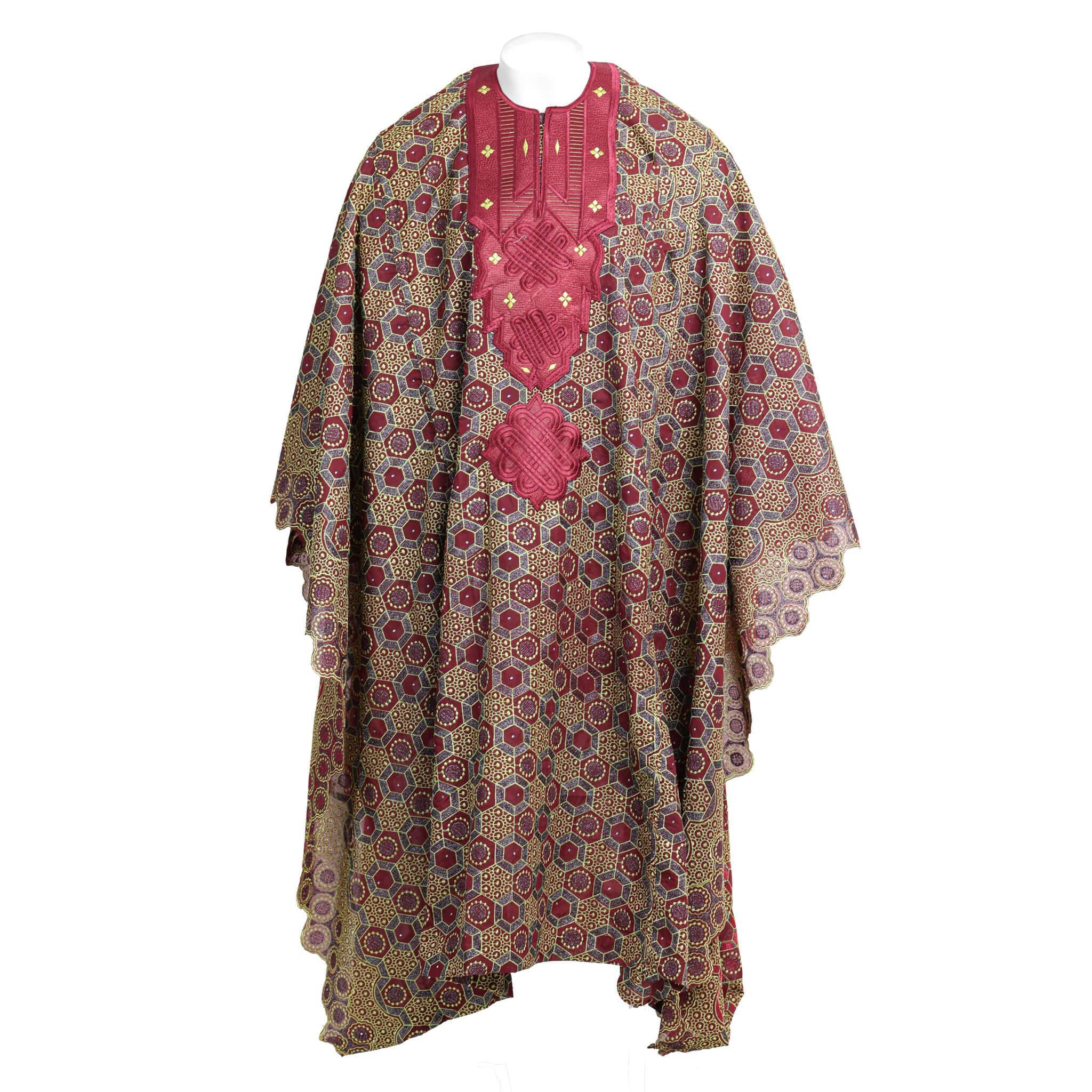 Red Lace Agbada Set