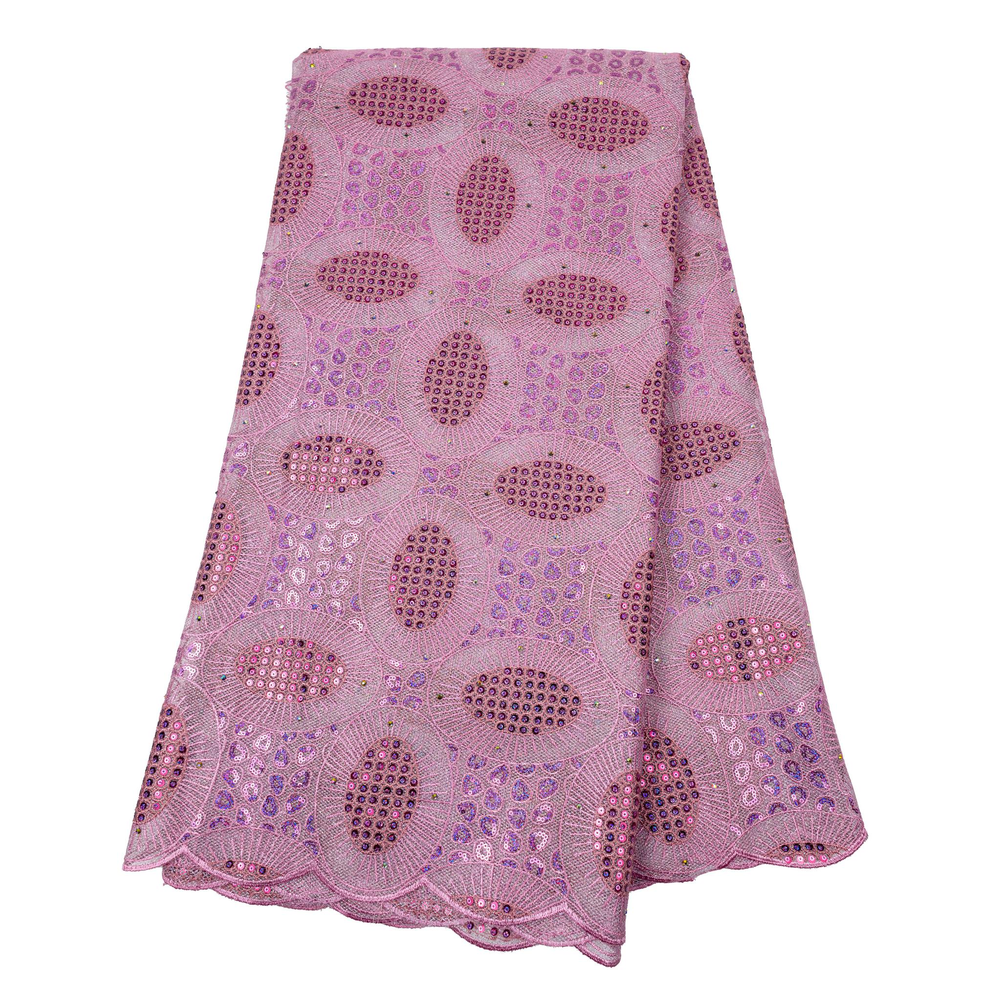 Pink Sequence Net Lace