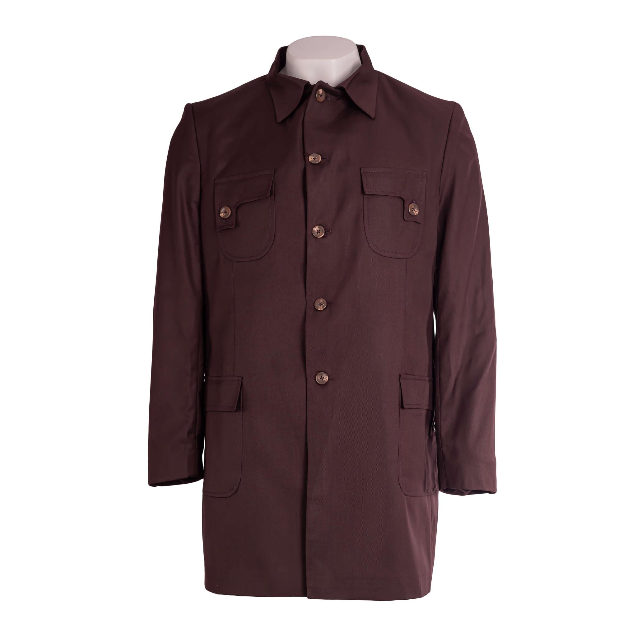 Brown Men's Military Style Shirt