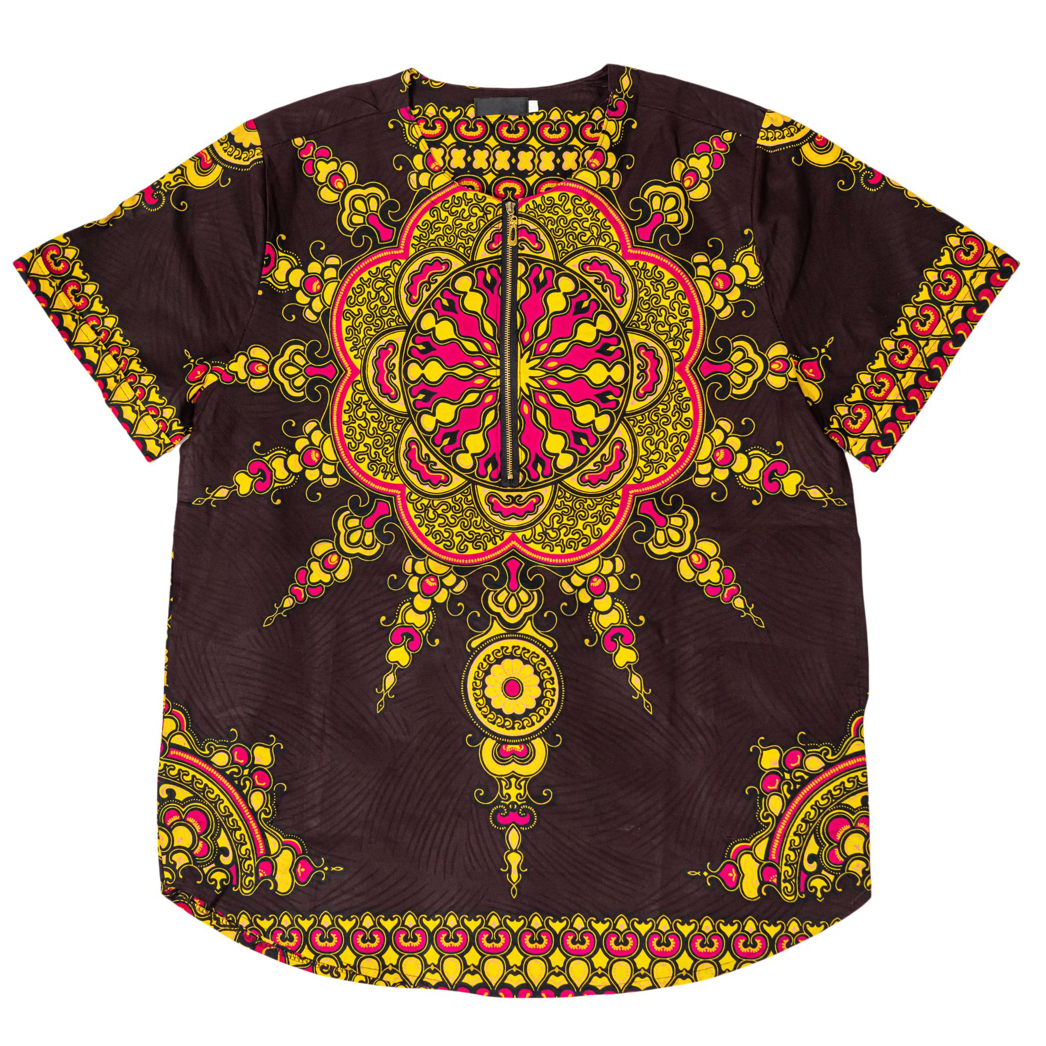 Brown & Yellow Dashiki Men's Top