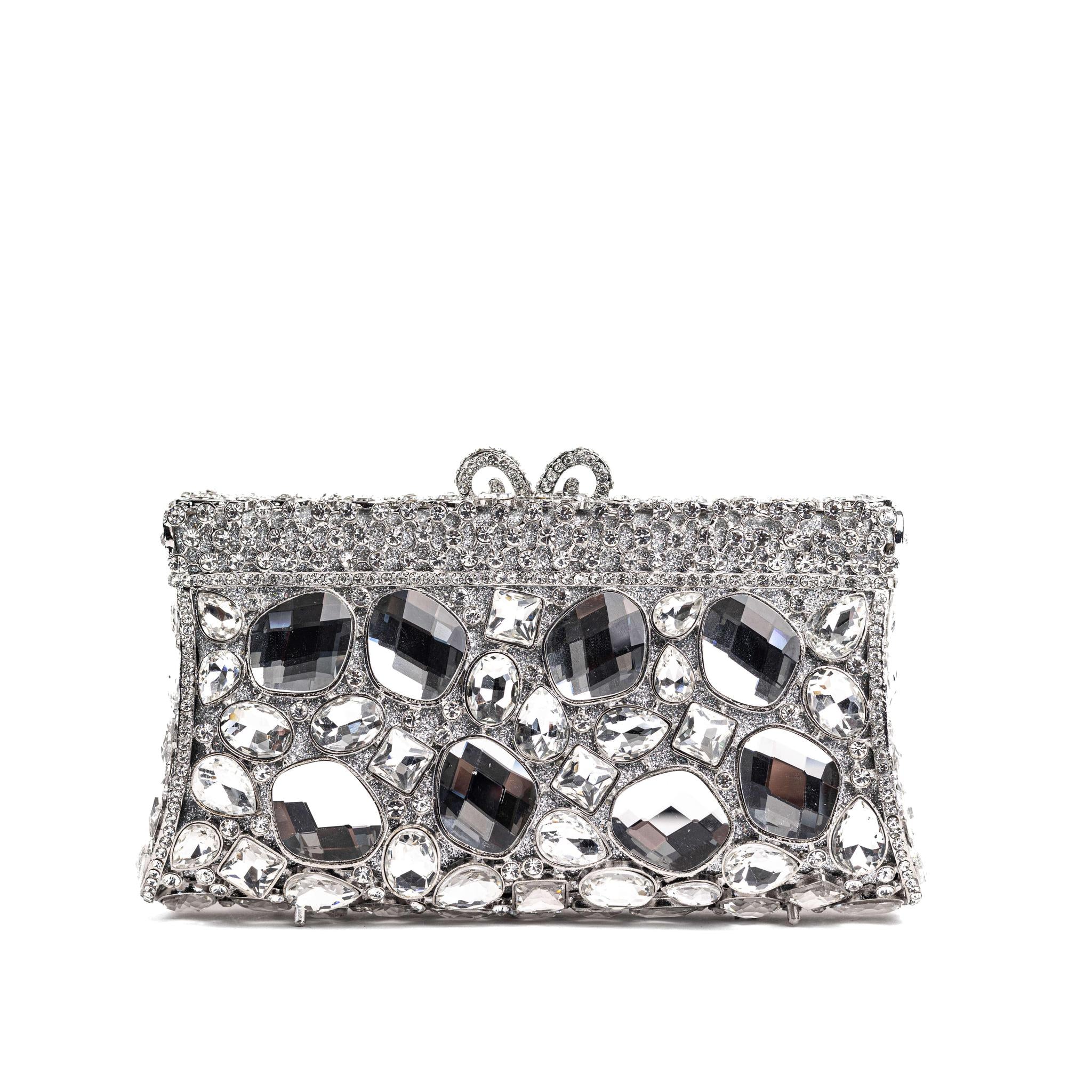 Silver Luminous Fusion Rhinestone Clutch Purse