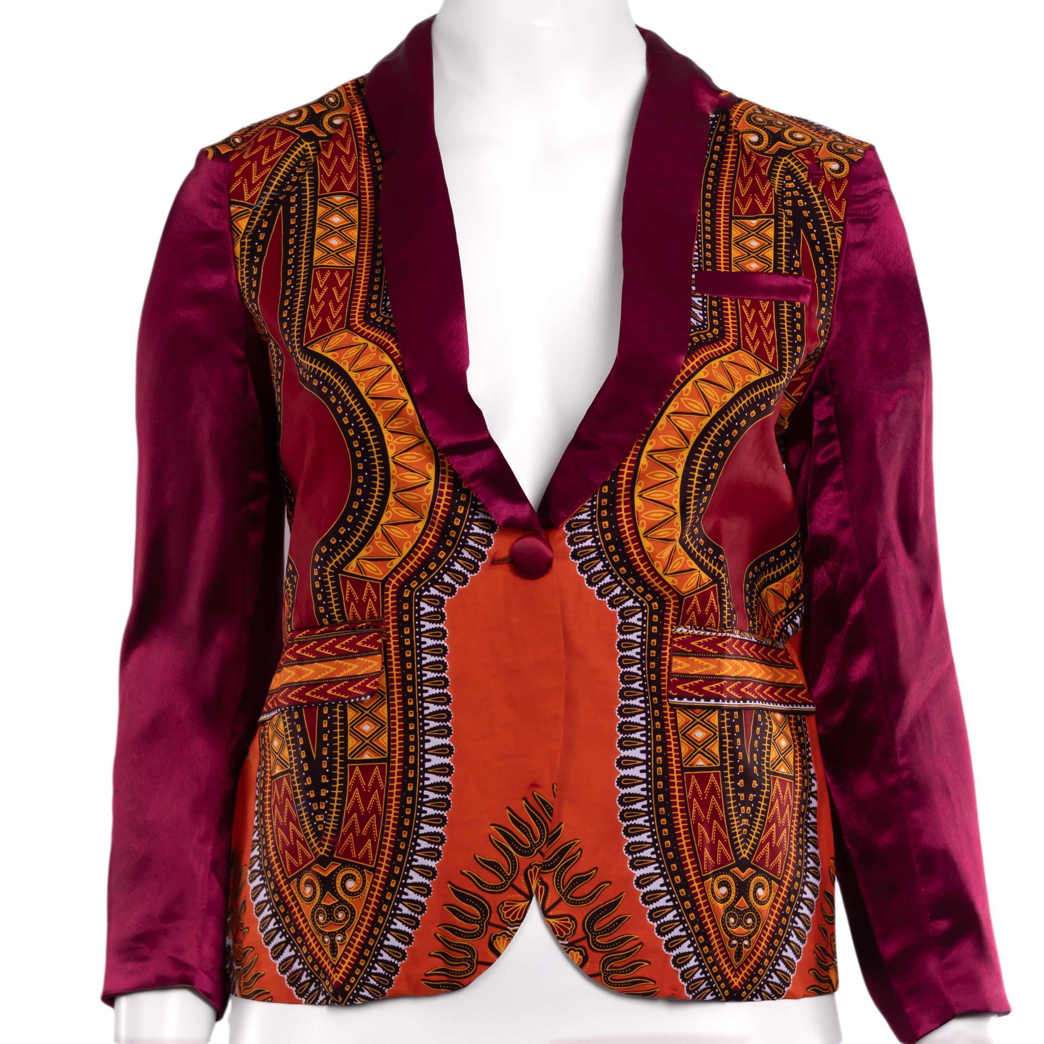 Orange & Burgundy Dashiki Jacket