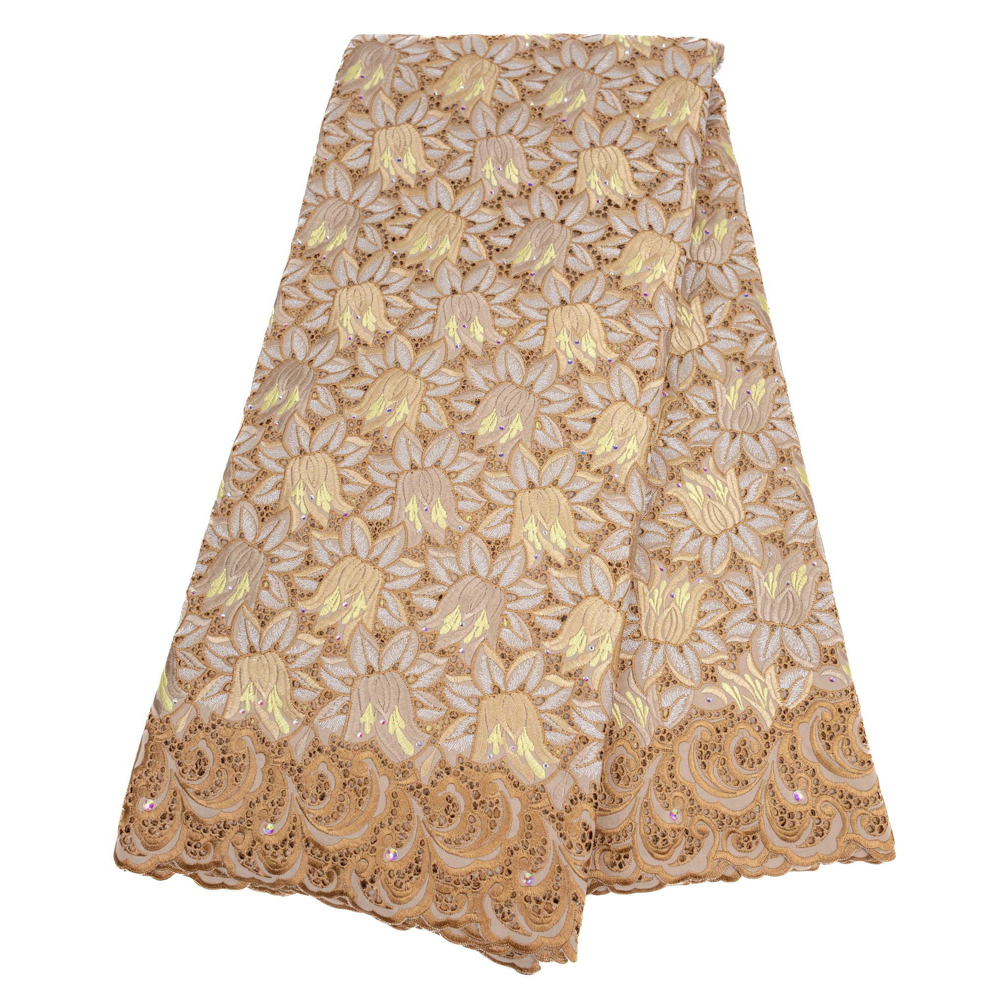 Brown & Gold Cotton Lace