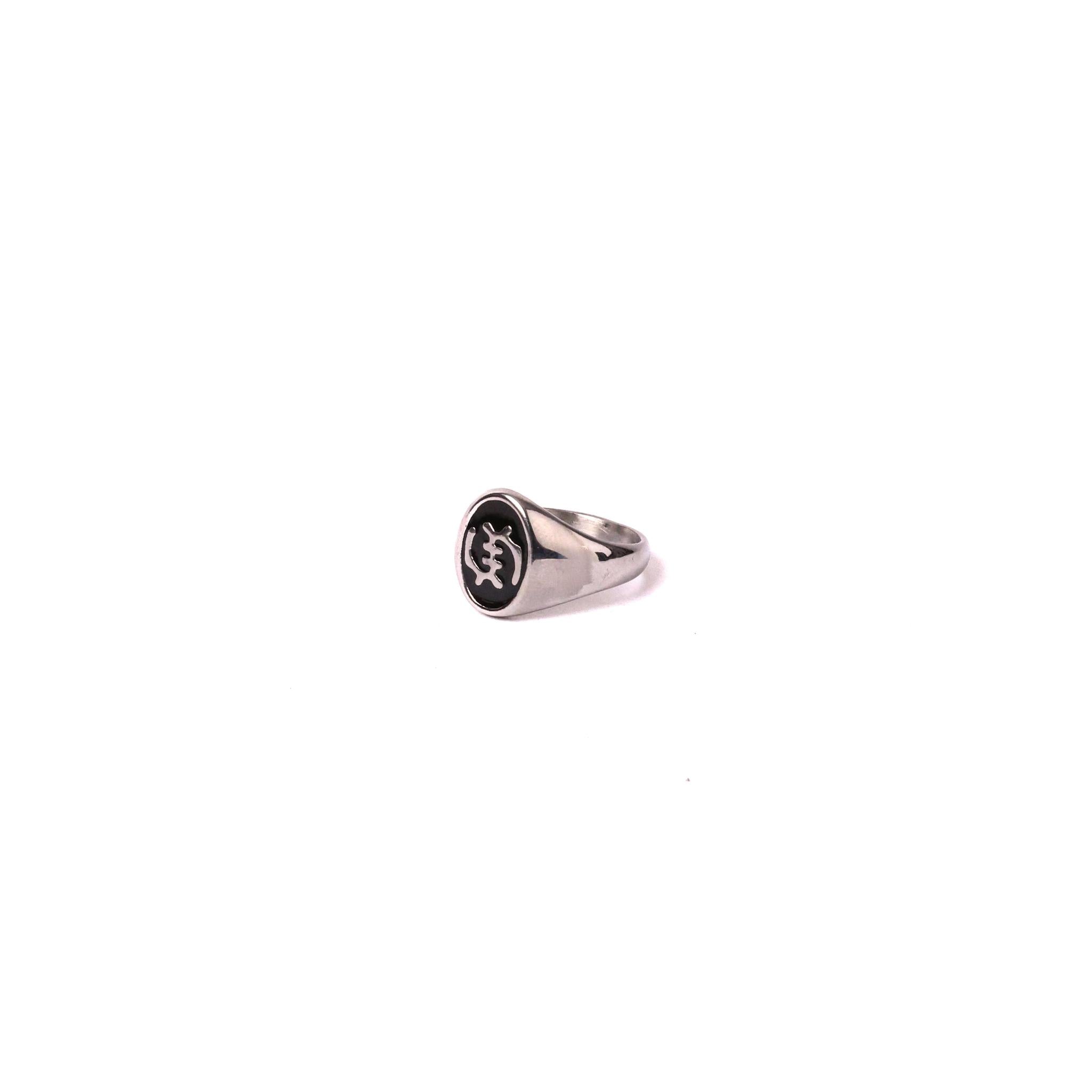 Silver & Black Gye Nyame Men's Ring