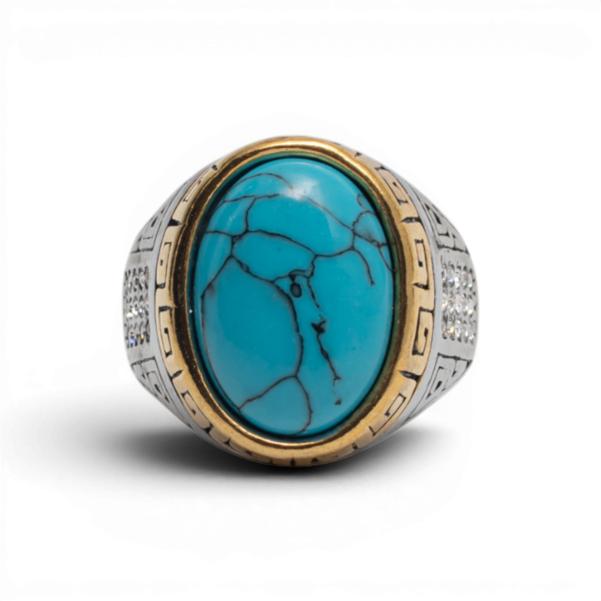 Two-Tone Turquoise & Crystal Statement Ring