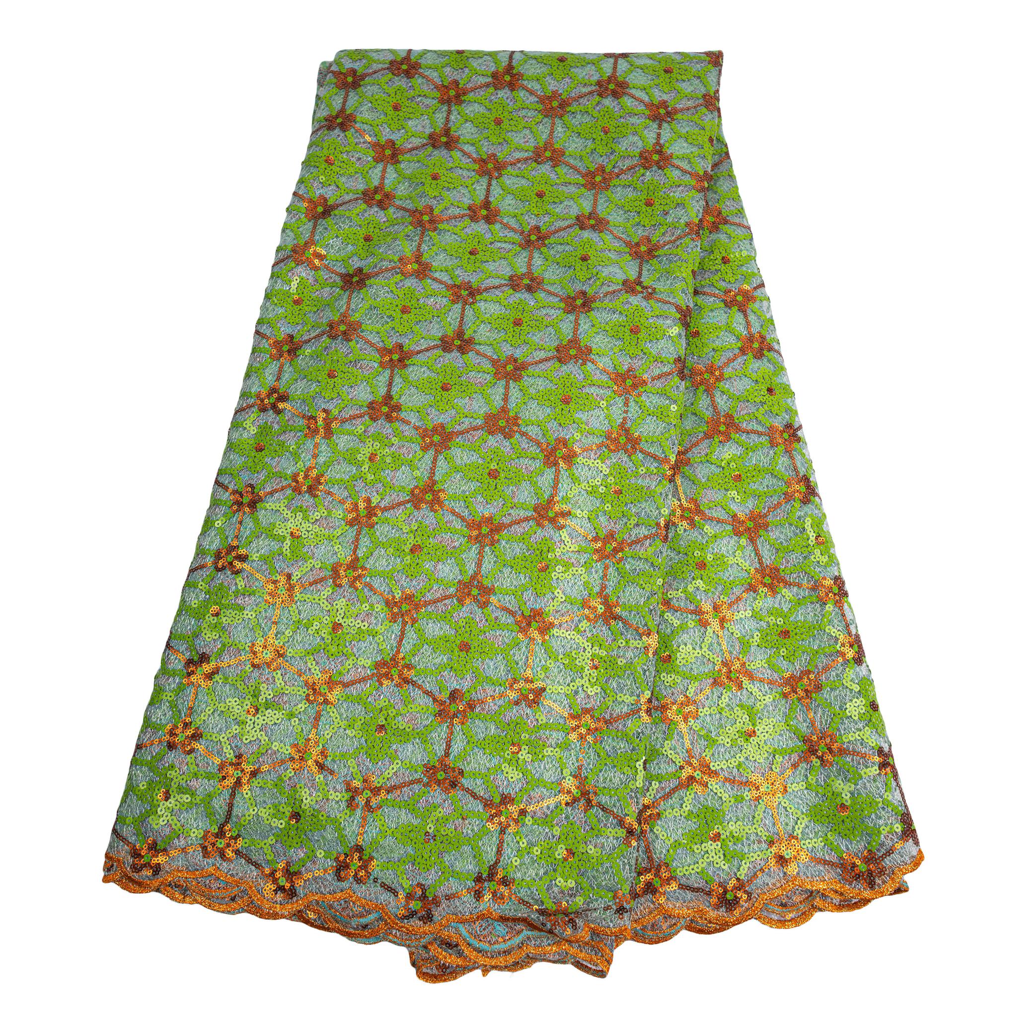 Green & Orange Sequence Net Lace