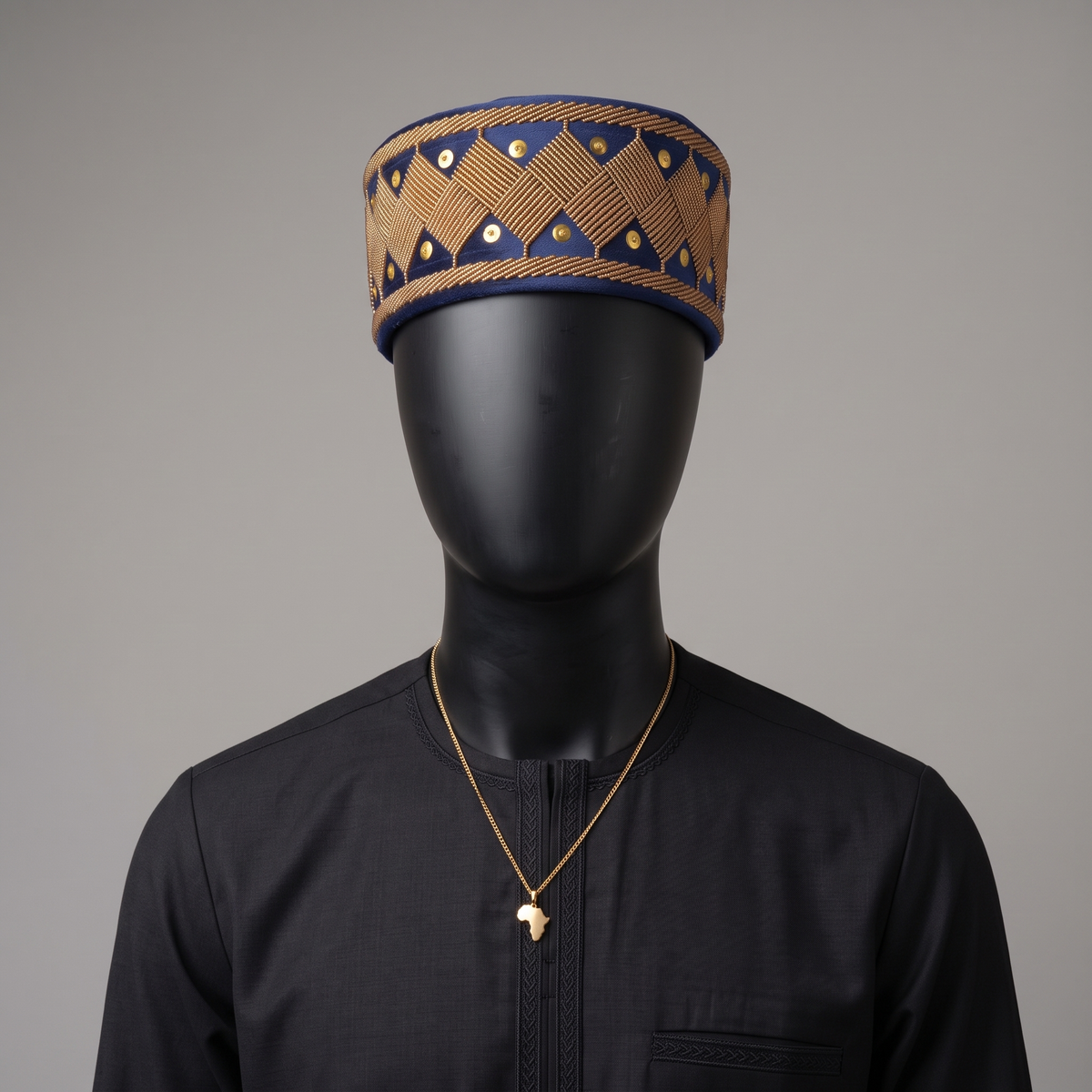 Blue Velvet Beaded Cap