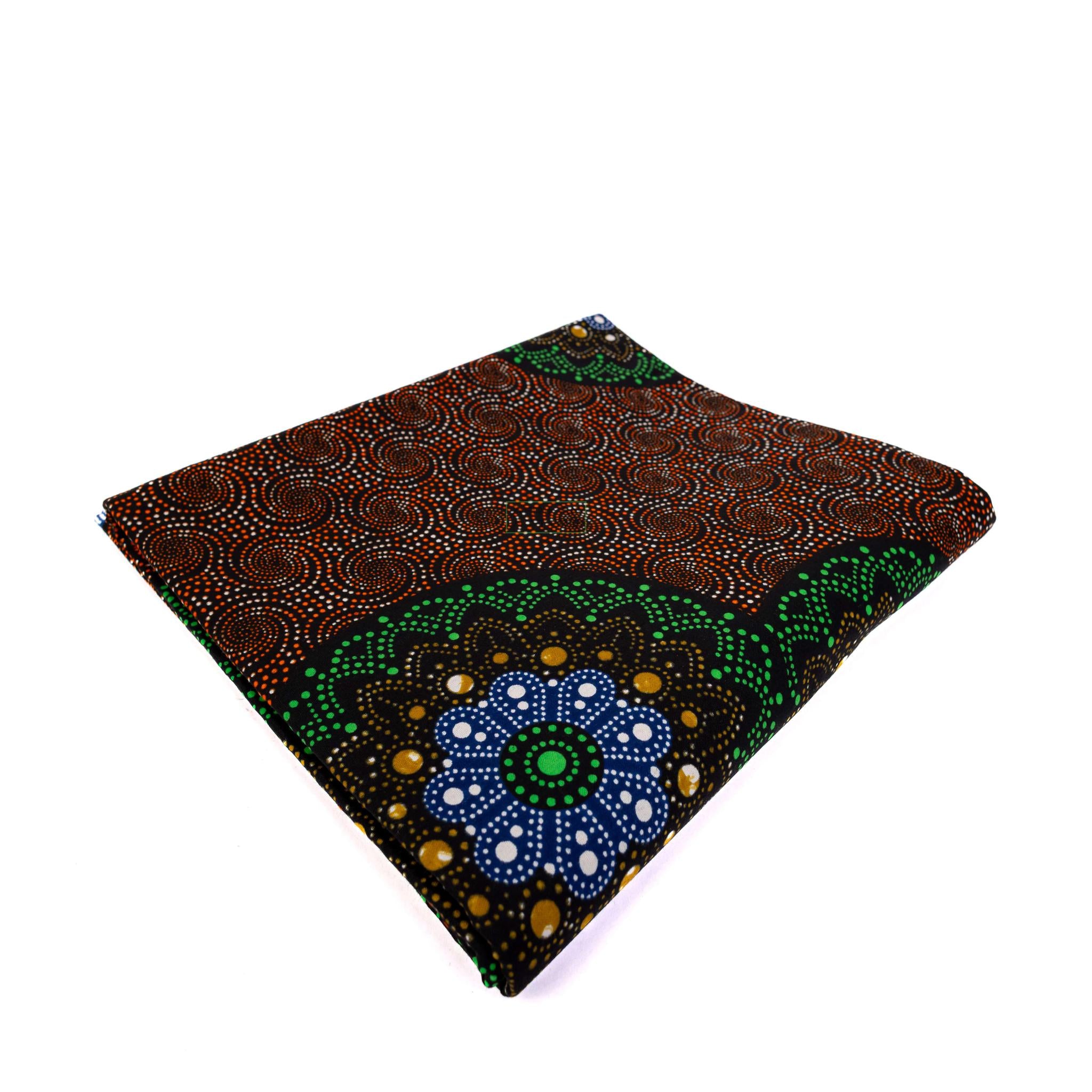Terracotta Spiral & Emerald Mandala African Wax Print (Ankara) – 6 Yards