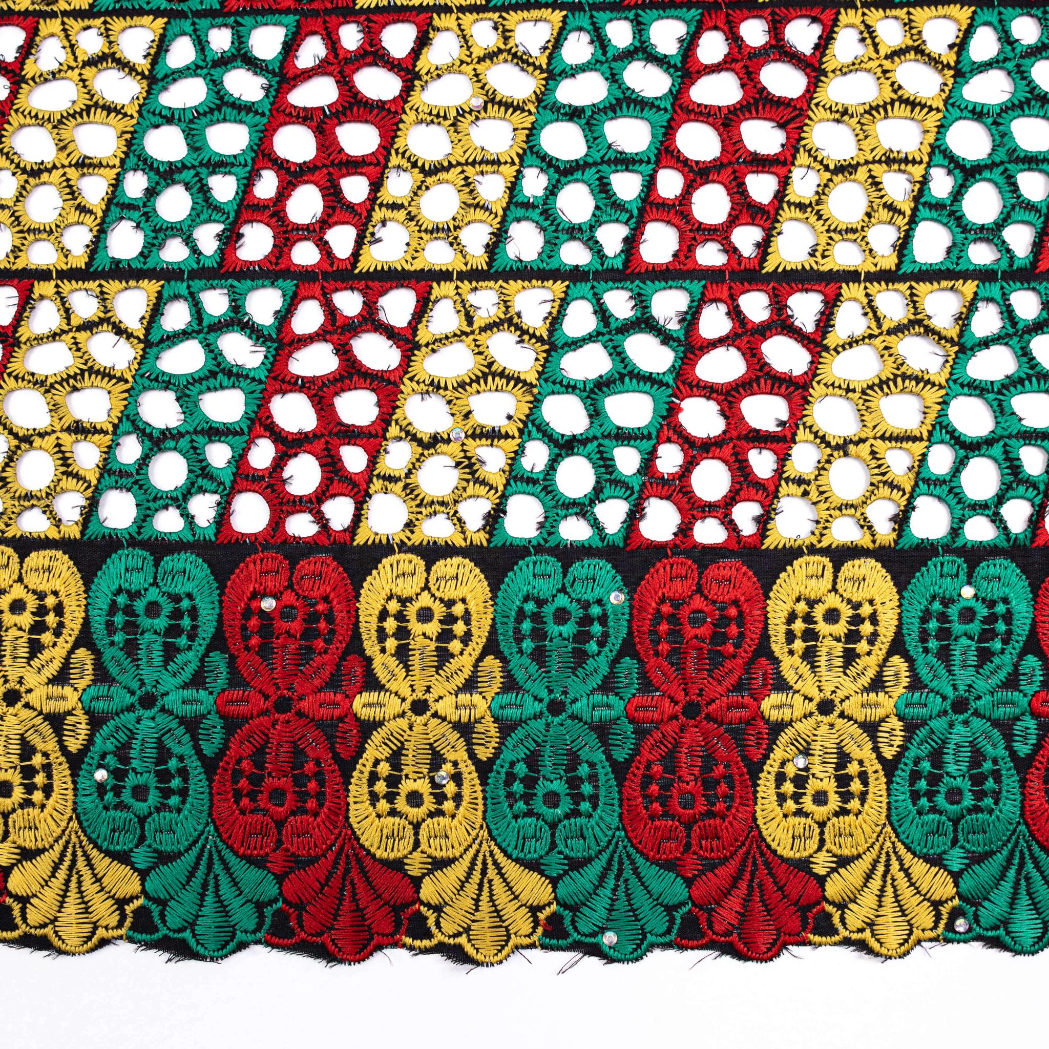 Red, Green & Yellow Cord Lace