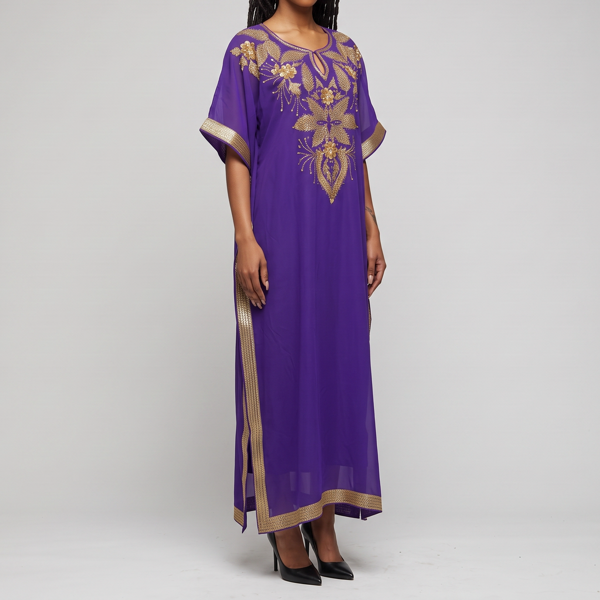 Royal Embellished Chiffon Kaftan Dress Set