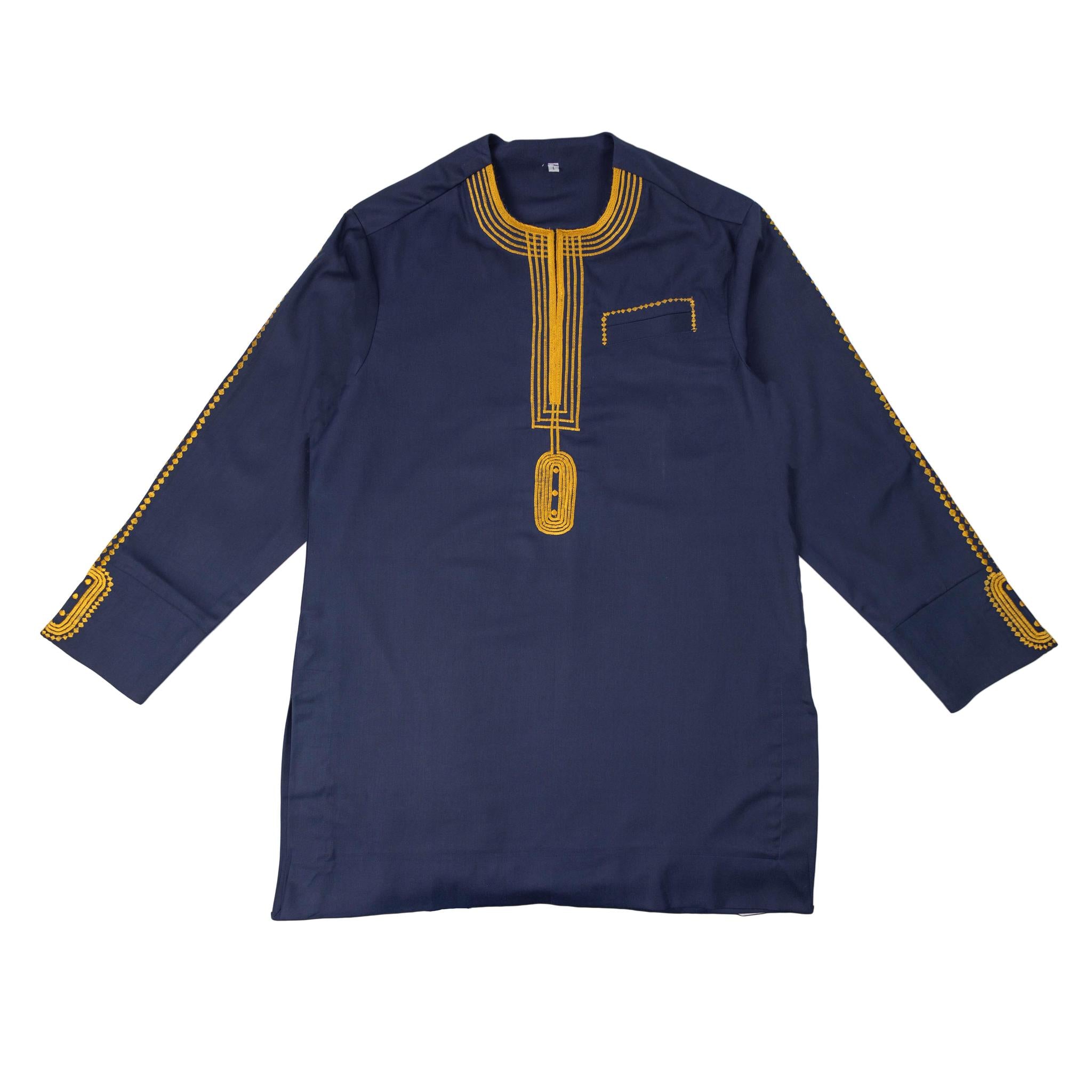 Navy Blue With Gold Embroidery Suit