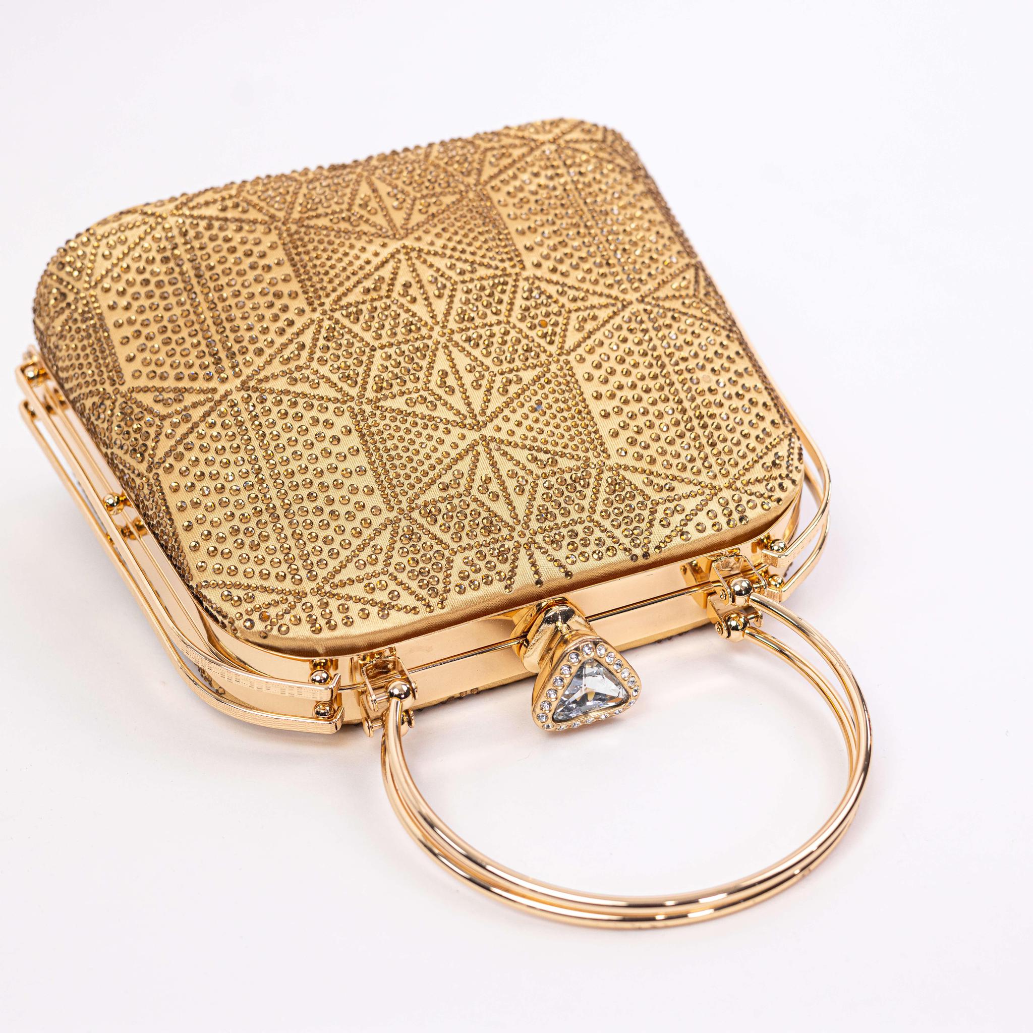 Gold Box Shaped Clutch Purse