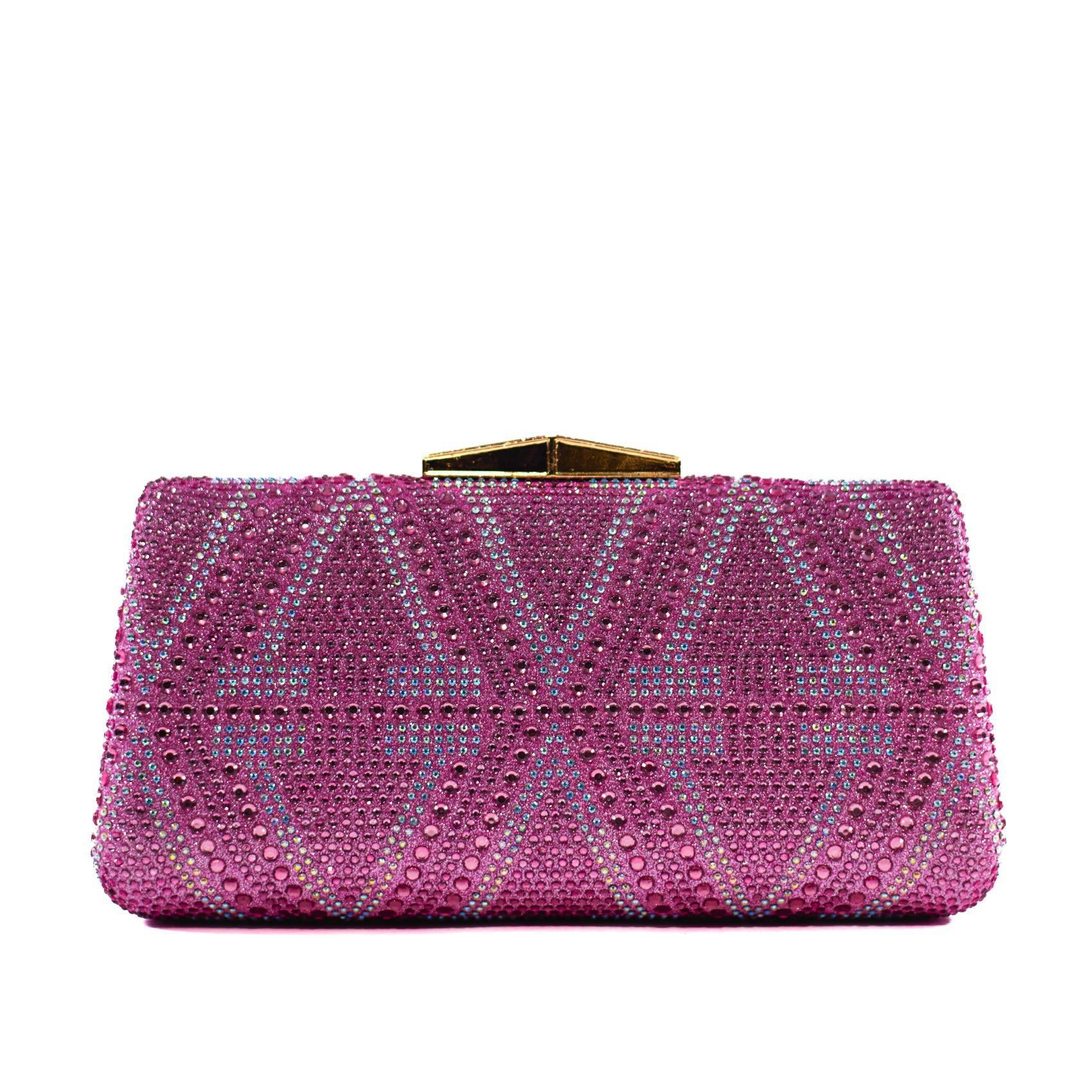 Pink & Silver Diamond Hasp Clutch Purse