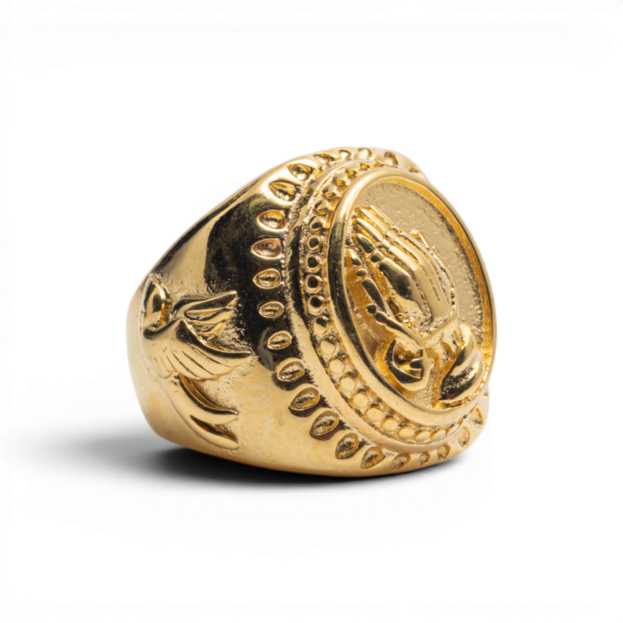 Gold-Tone Praying Hands & Dove Statement Ring