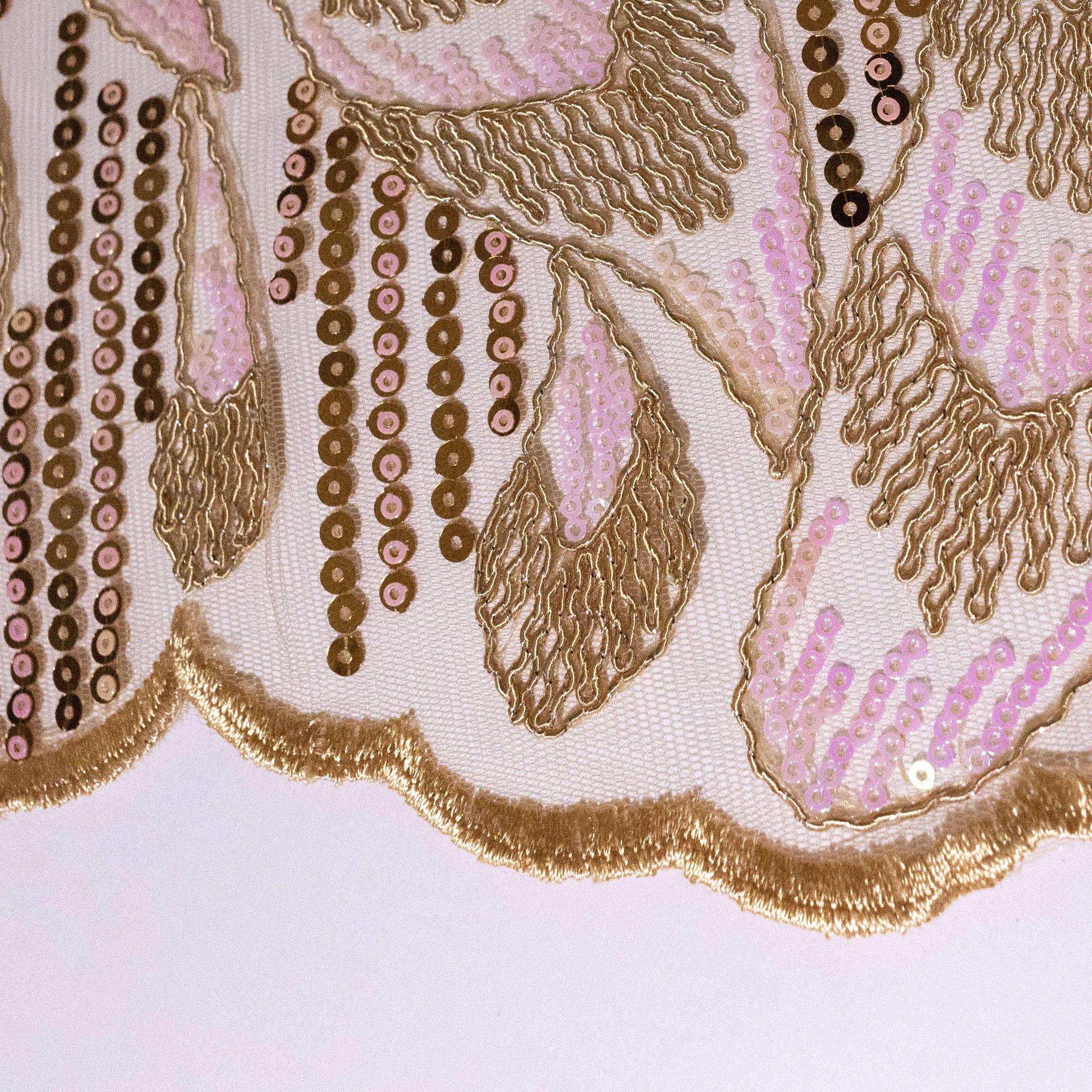 Gold & Pink Tulle Net Lace