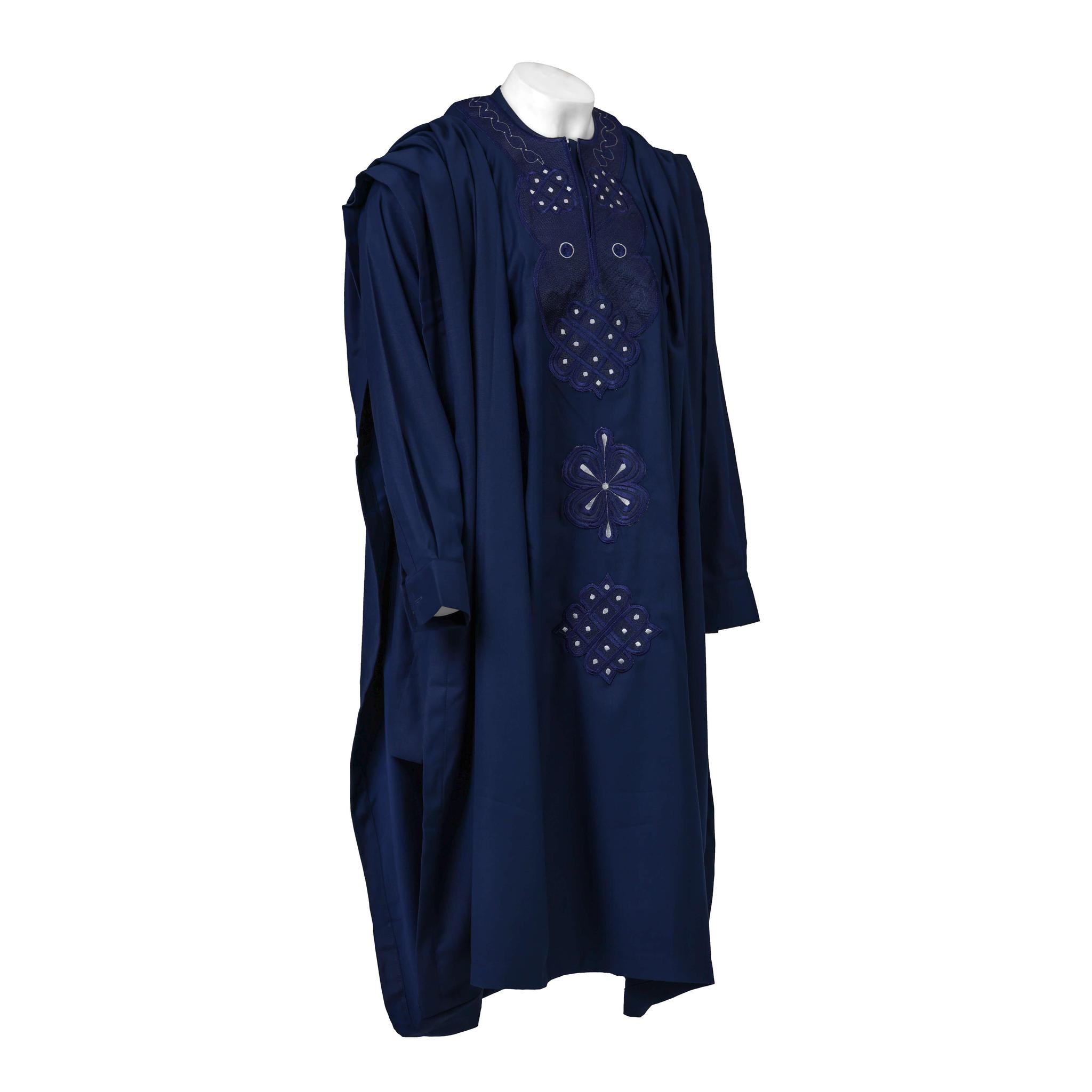 Blue with Embroidery Agbada Set
