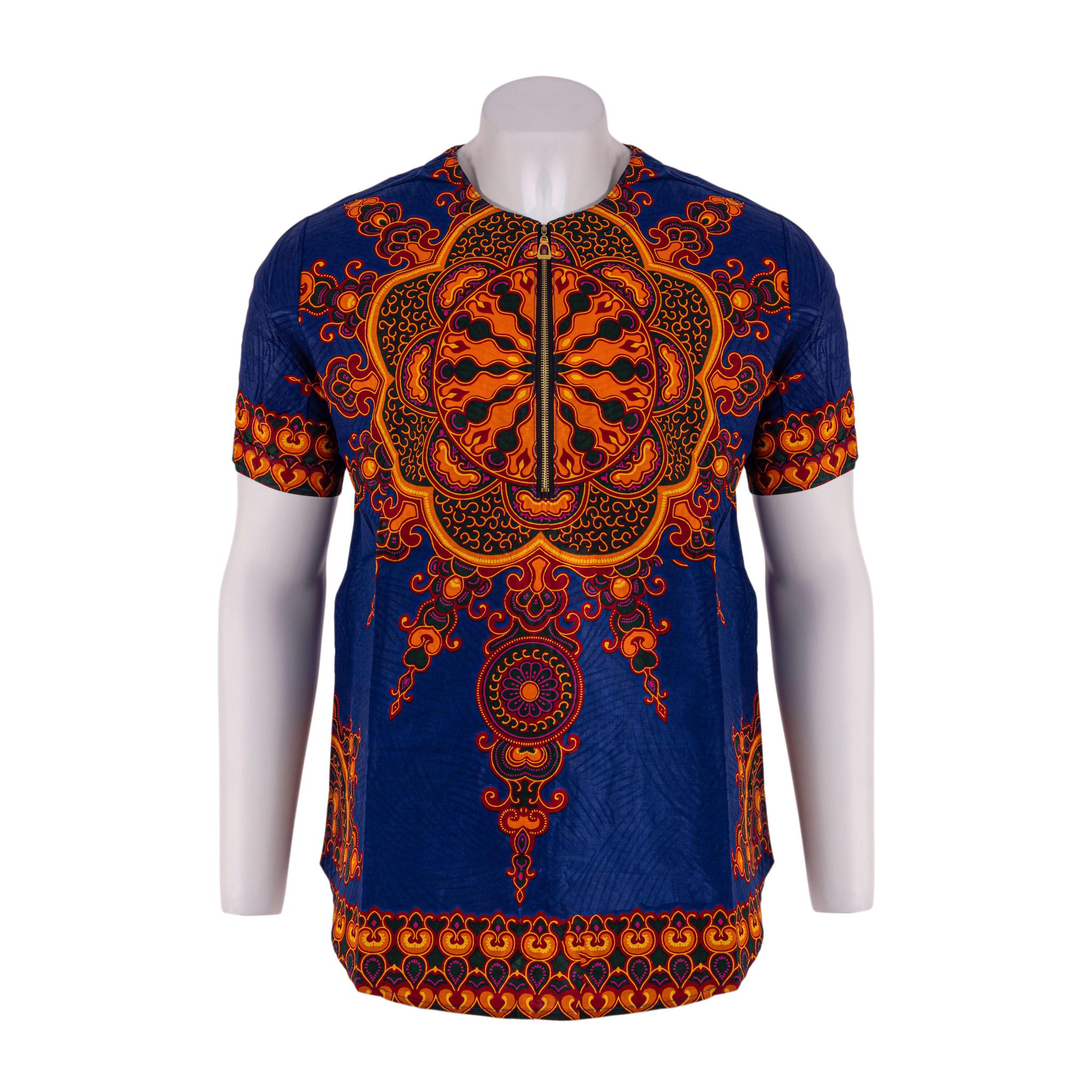 Blue & Orange Dashiki Men's Top