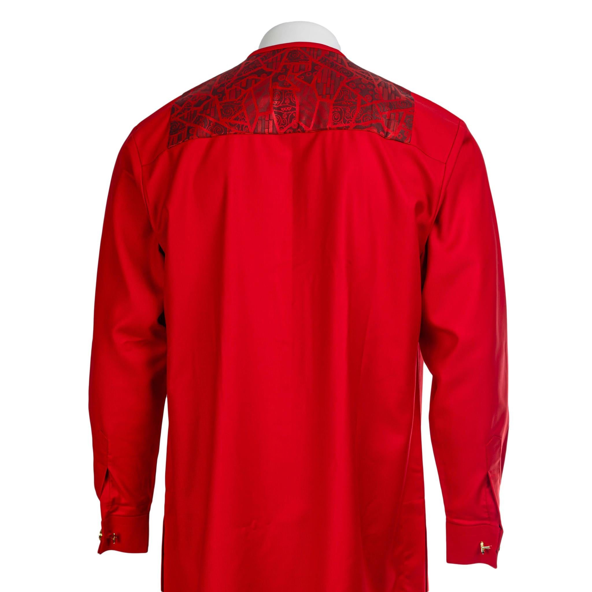 Crimson Reign: Men's Red Jacquard Senator Suit