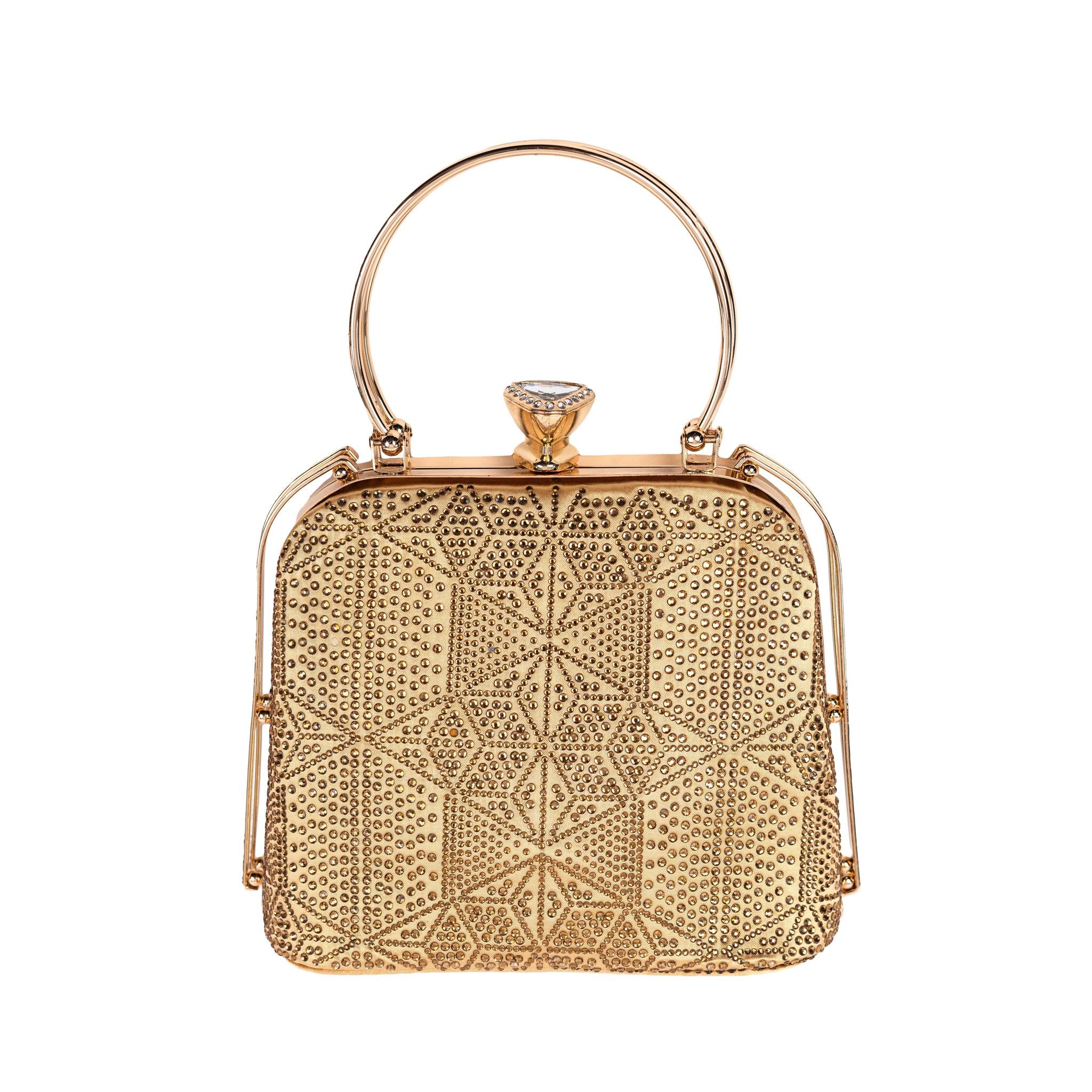 Gold Box Shaped Clutch Purse