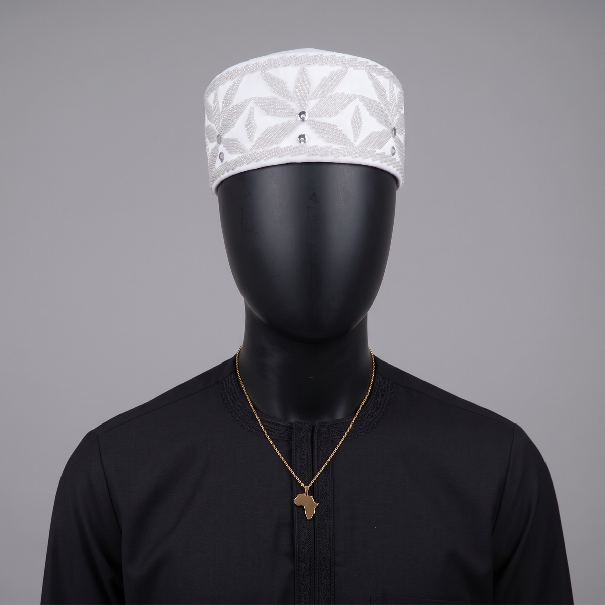 White Velvet Cap with Silver Starburst Beadwork & Sequins