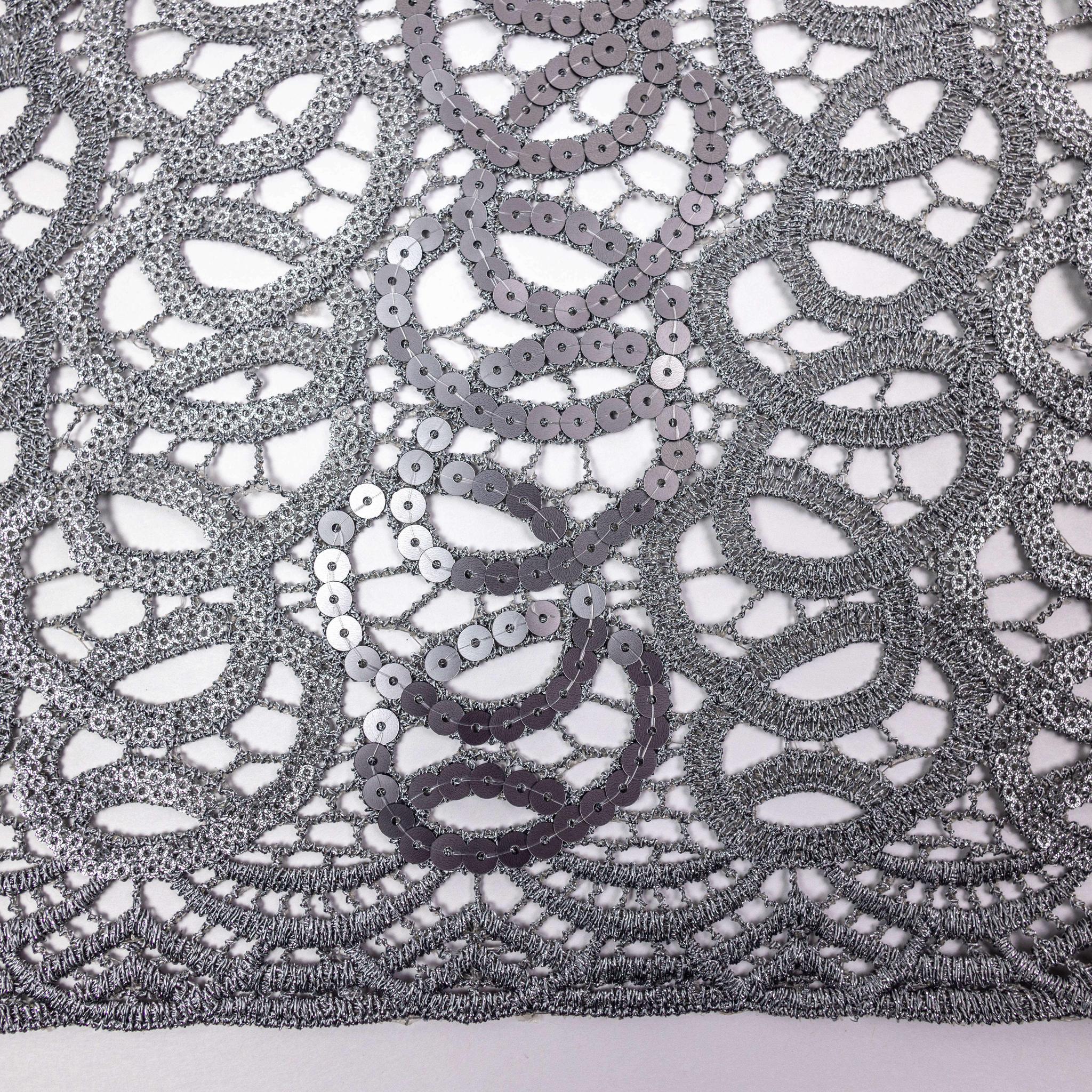 Grey Oval Layered Cord Lace