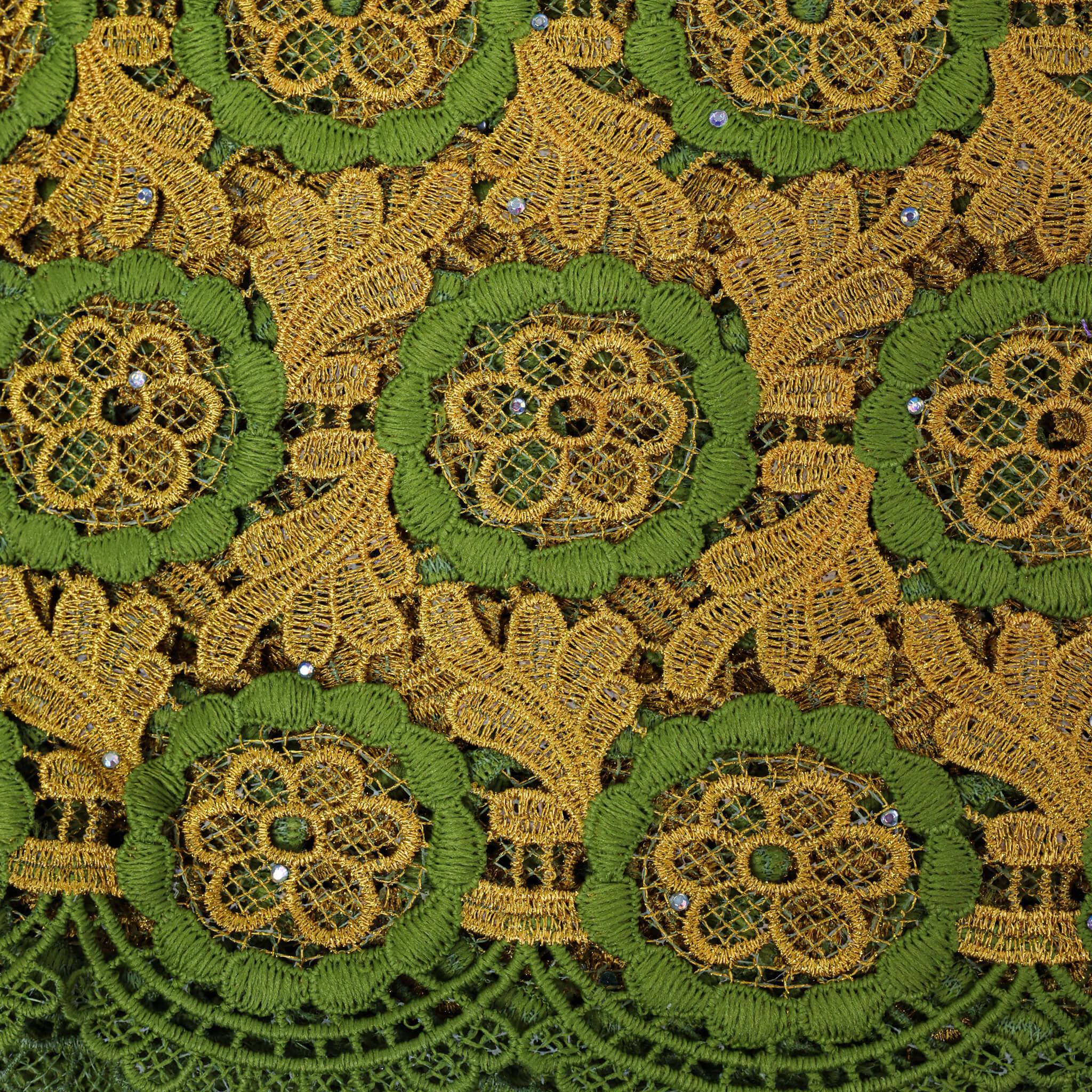 Green & Gold Guipure/Cod Lace