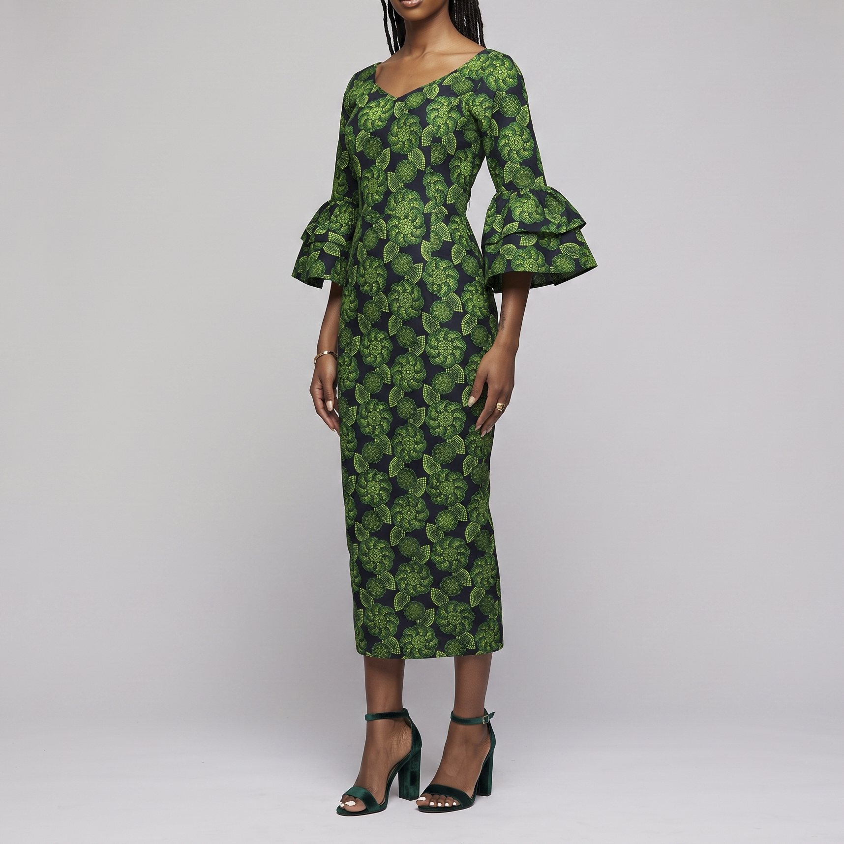 Women's Pencil Dress With 2-Step Peplum Sleeve