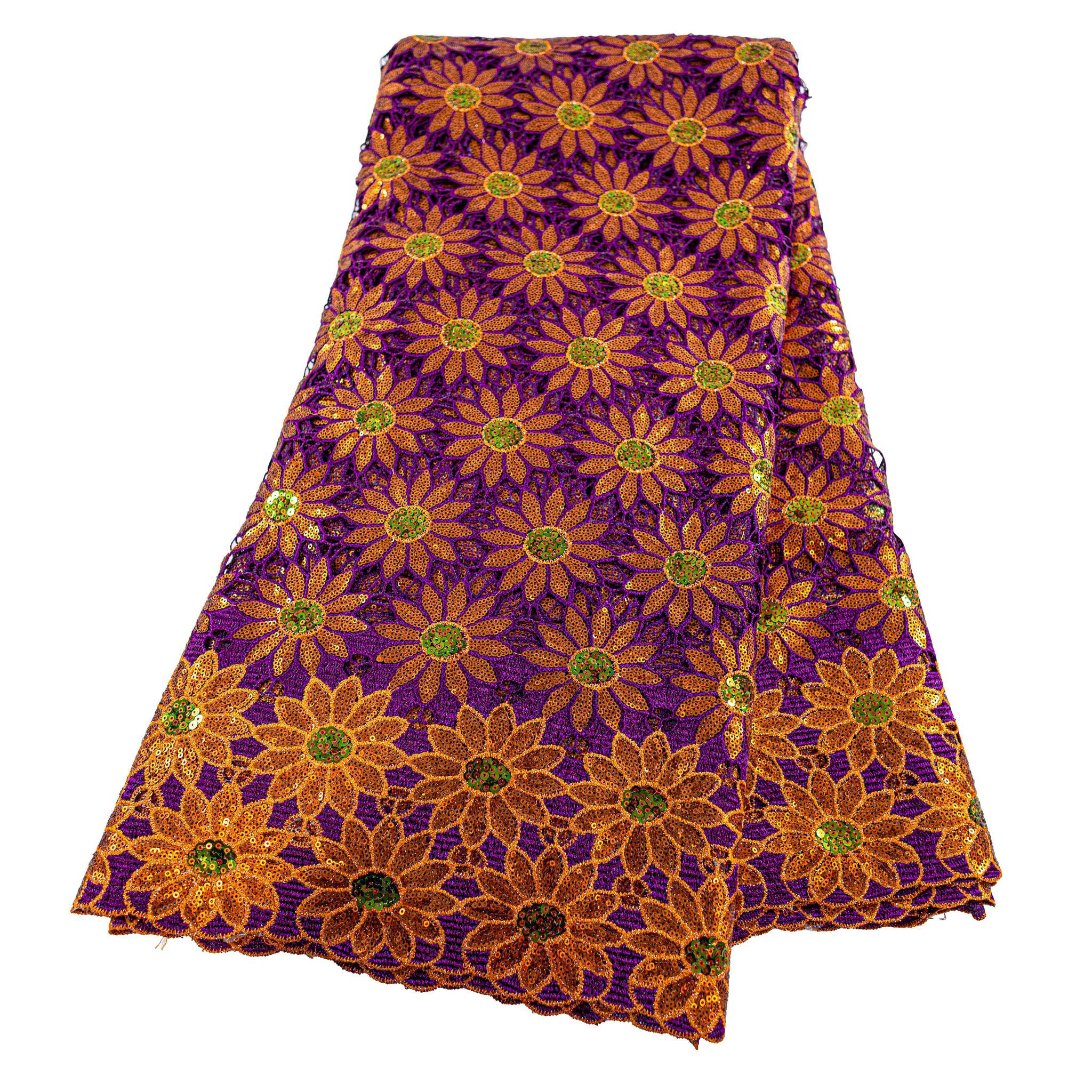 Orange & Purple Sequence Net Lace