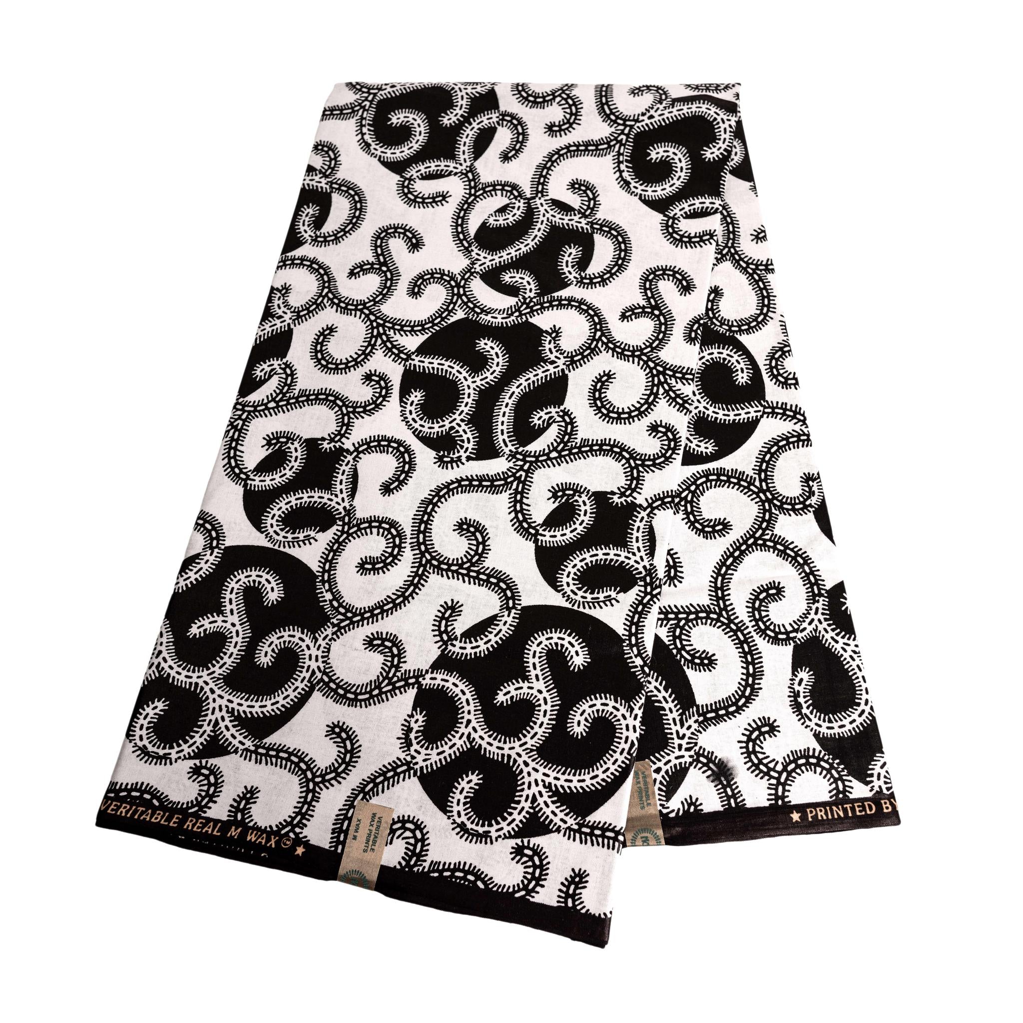 Soft Form Circle Black and White Ankara Fabric