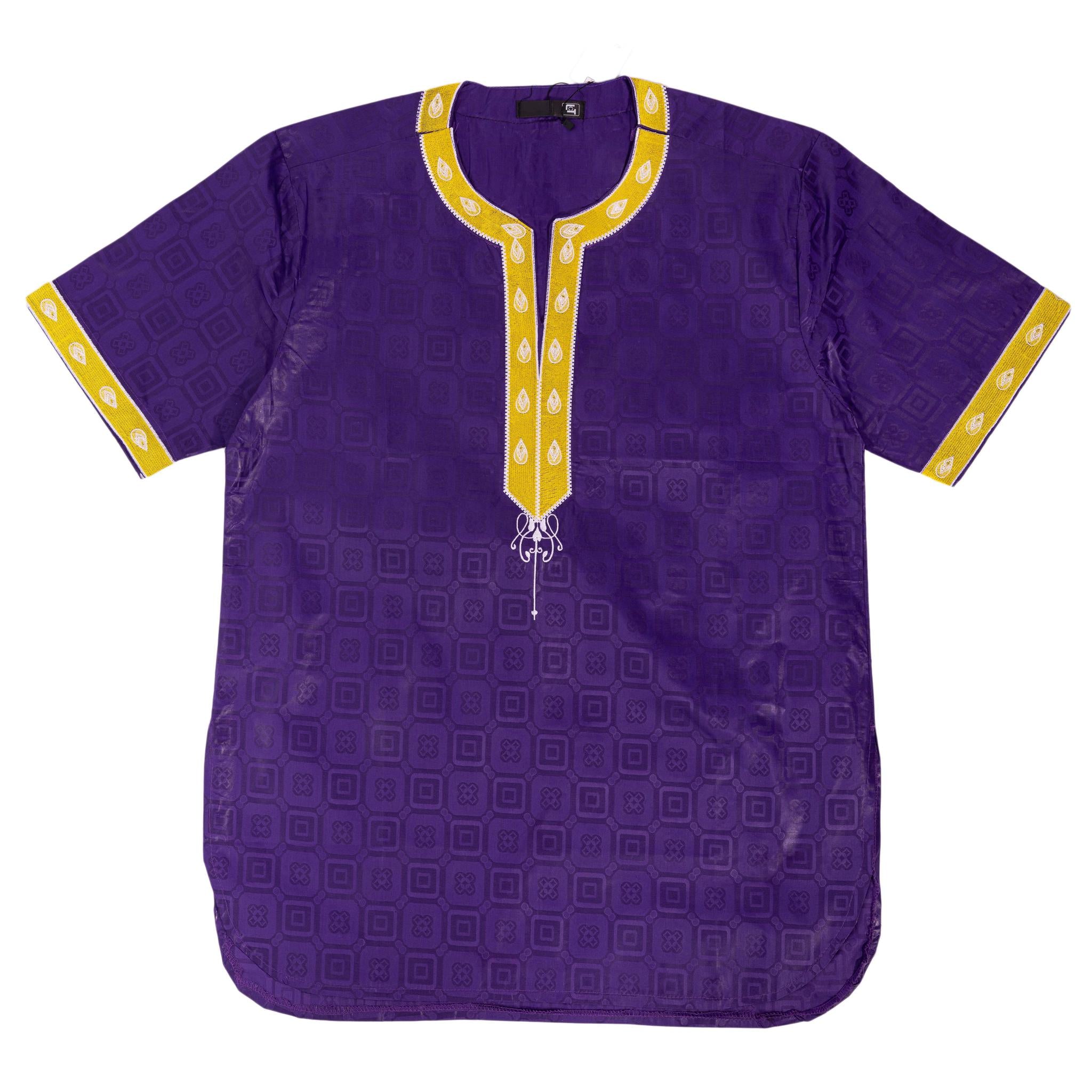 Purple & Yellow Brocade Men's Top