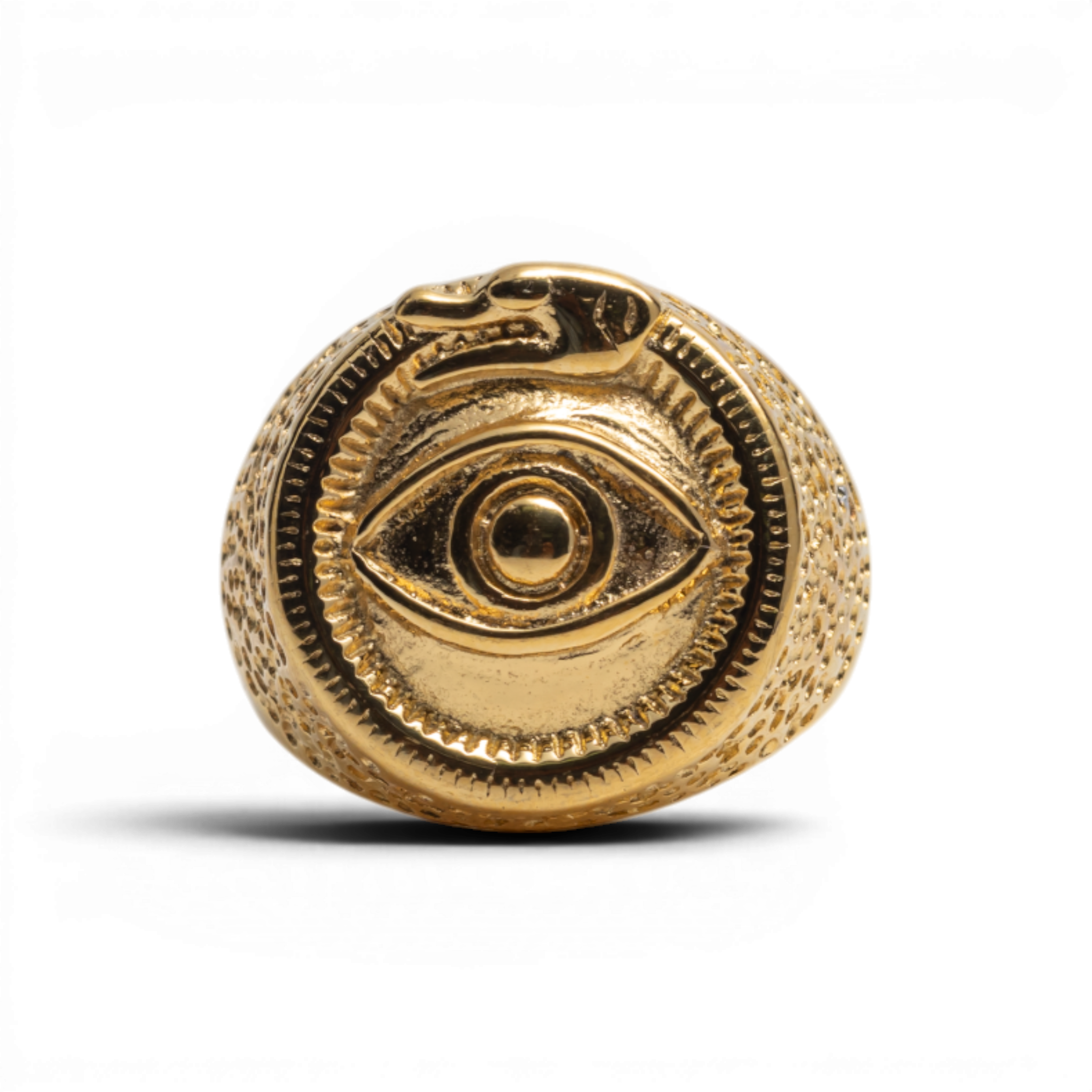 Gold-Tone Ouroboros & All-Seeing Eye Statement Ring