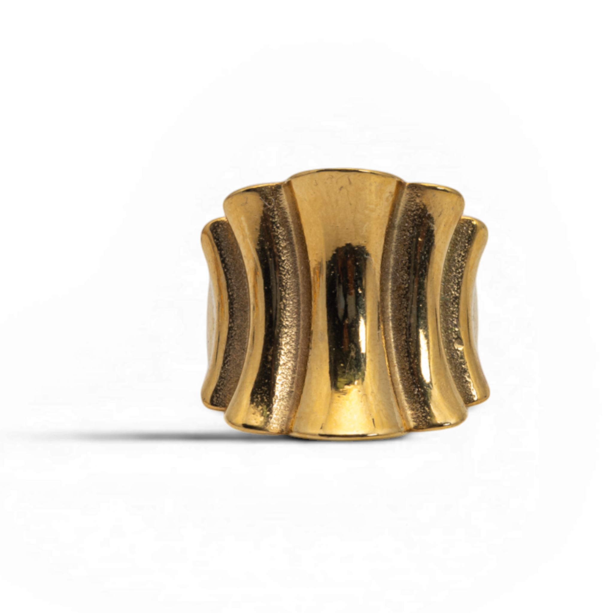 Sculptural Gold-Plated Fluted Statement Ring