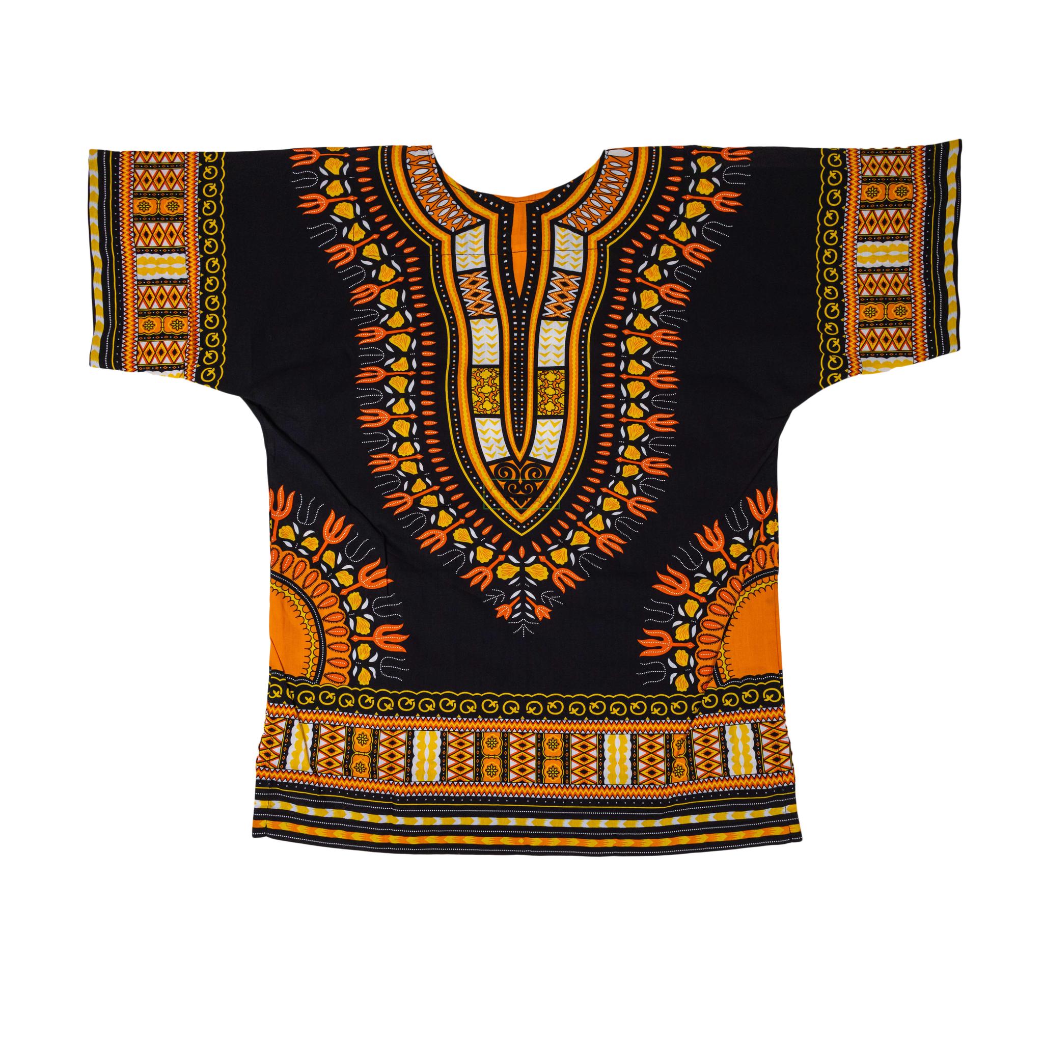 Black & Orange - African Dashiki Shirt