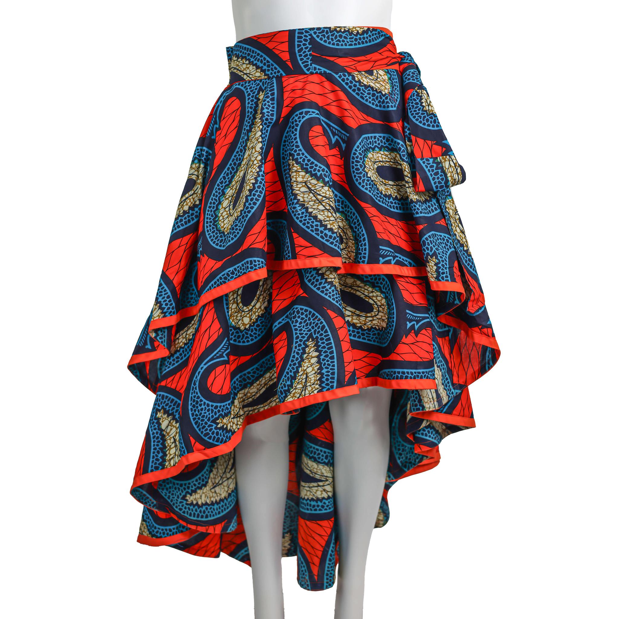 Layered Ankara Skirt with Belt