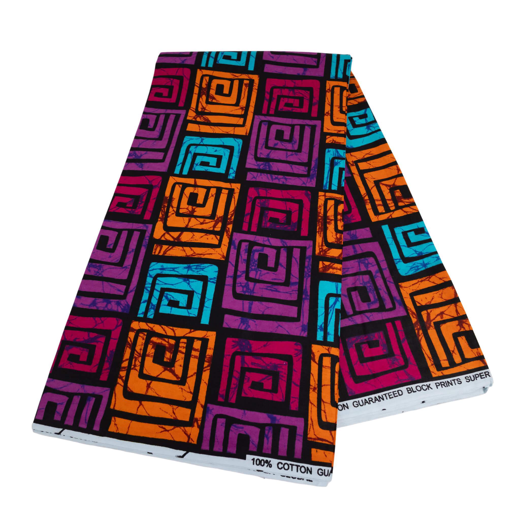 Vibrant Geometric Labyrinth Multi-Colored (Ankara) – 6 Yards