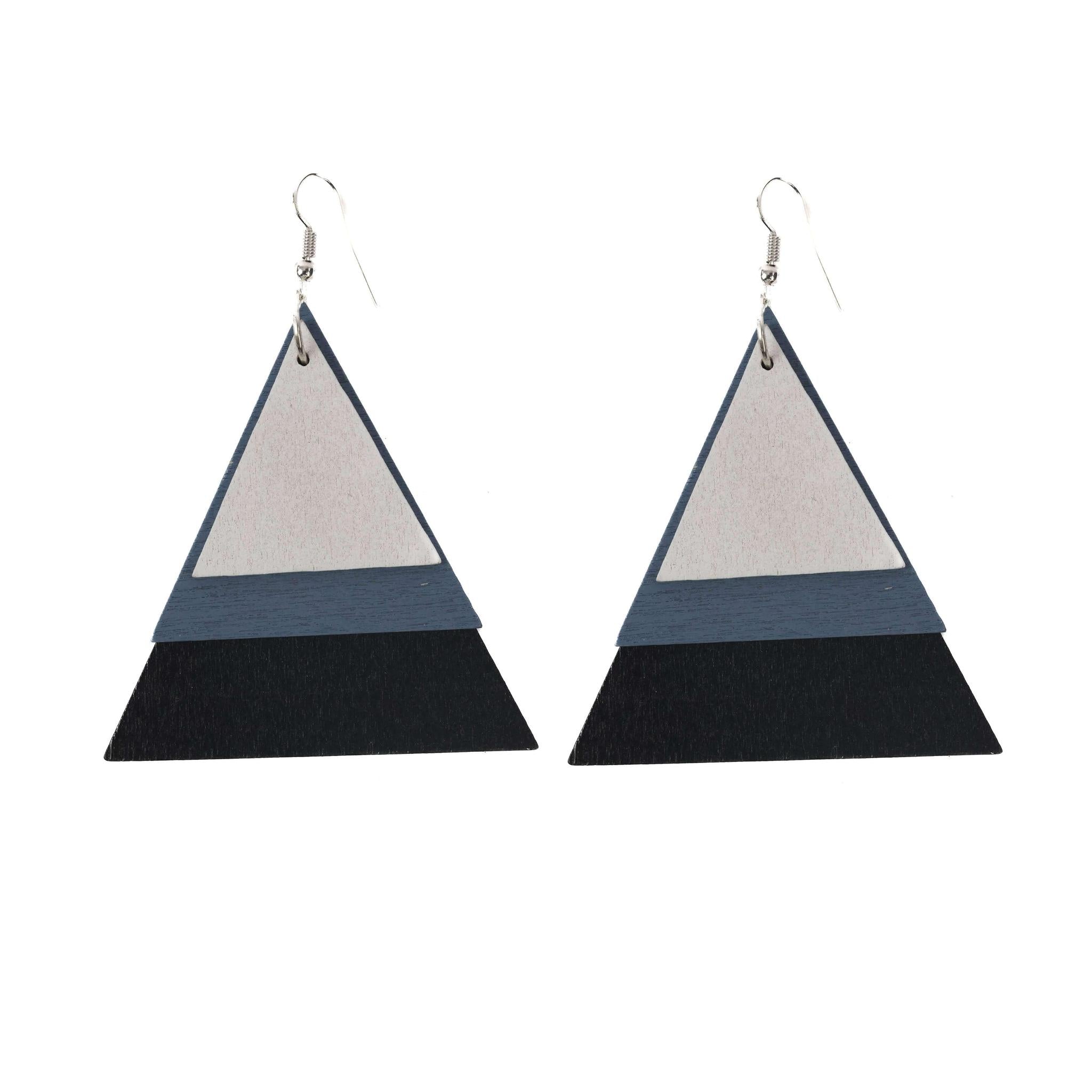 Triple Layered Triangle Wooden Earrings