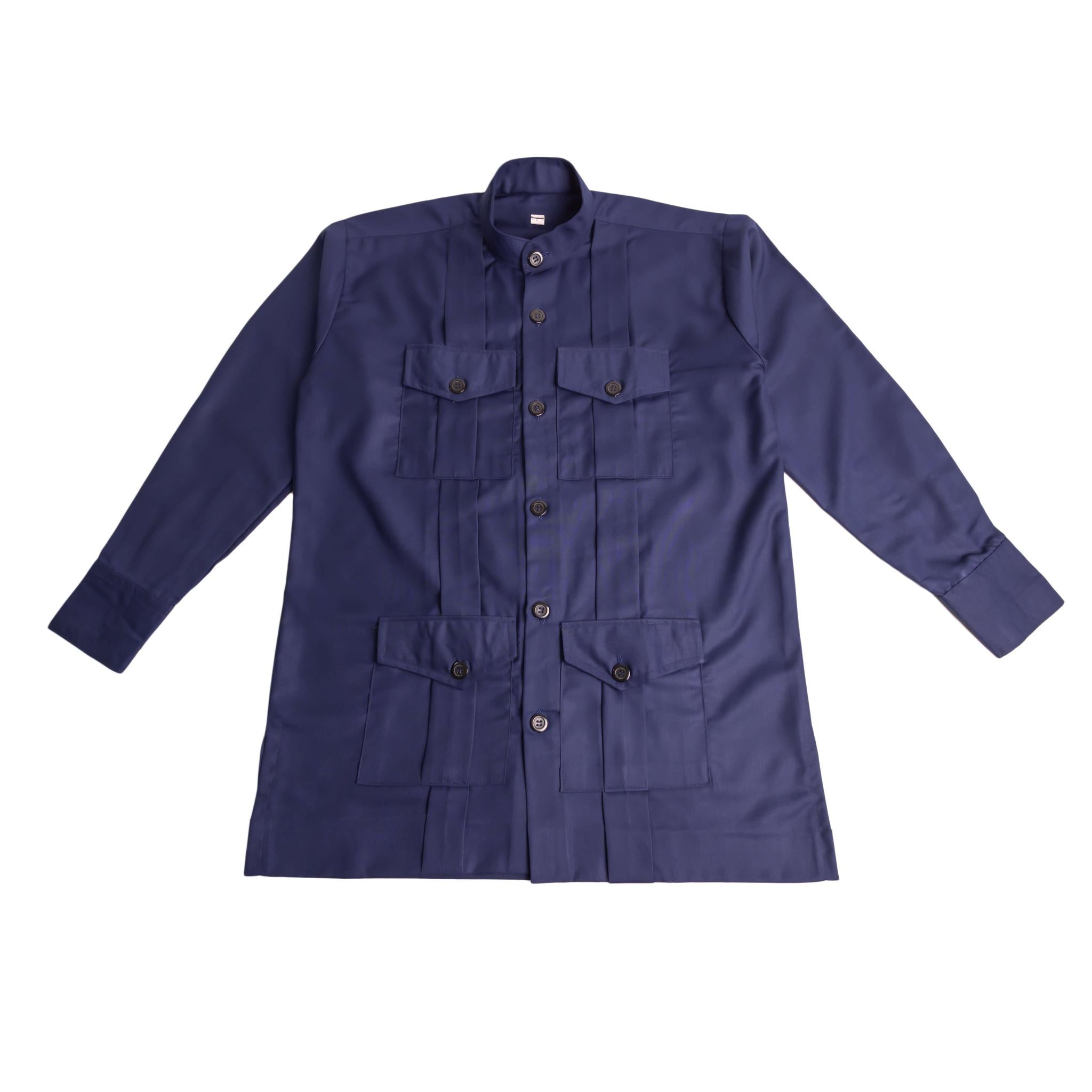 Navy Blue Men's Military Style Shirt