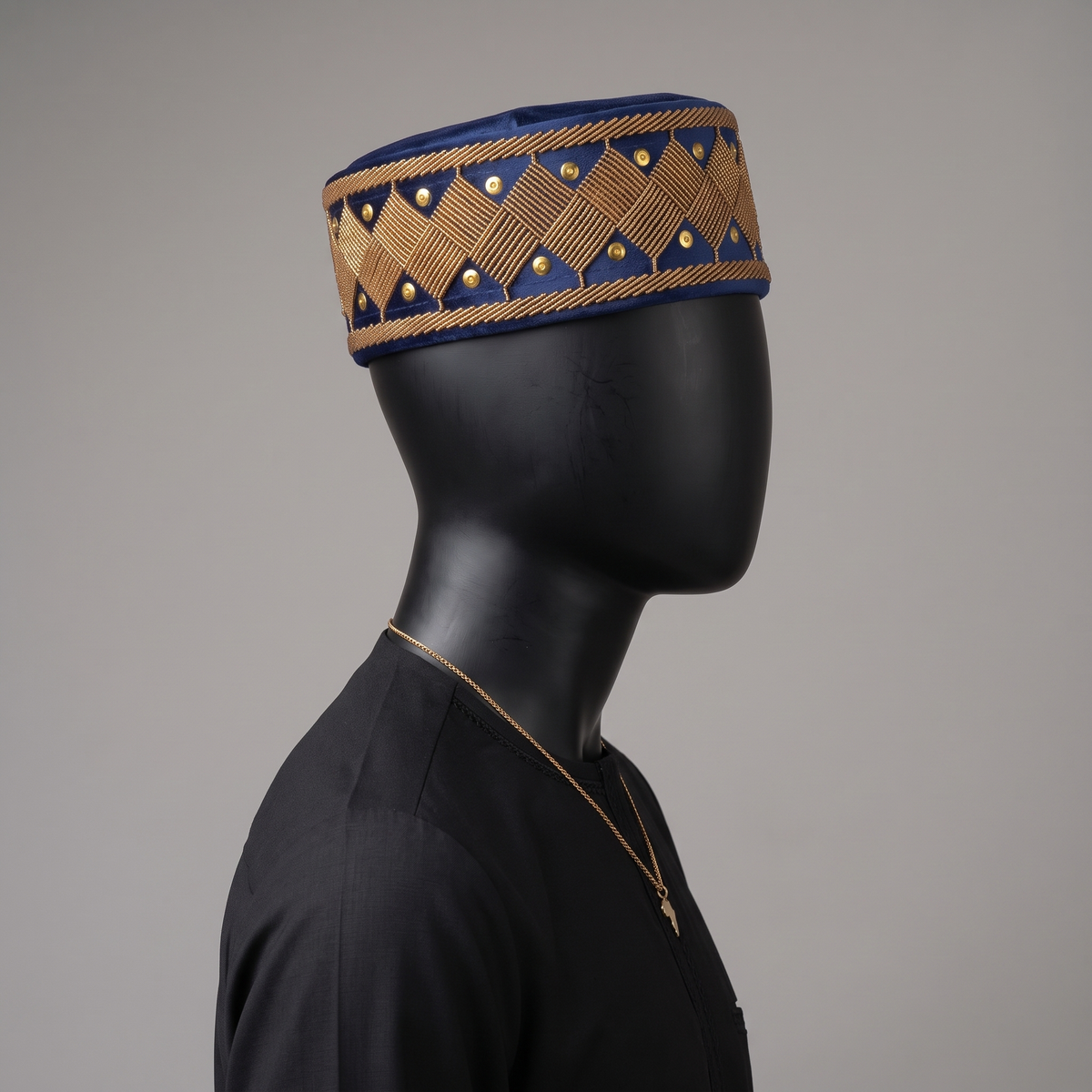 Blue Velvet Beaded Cap