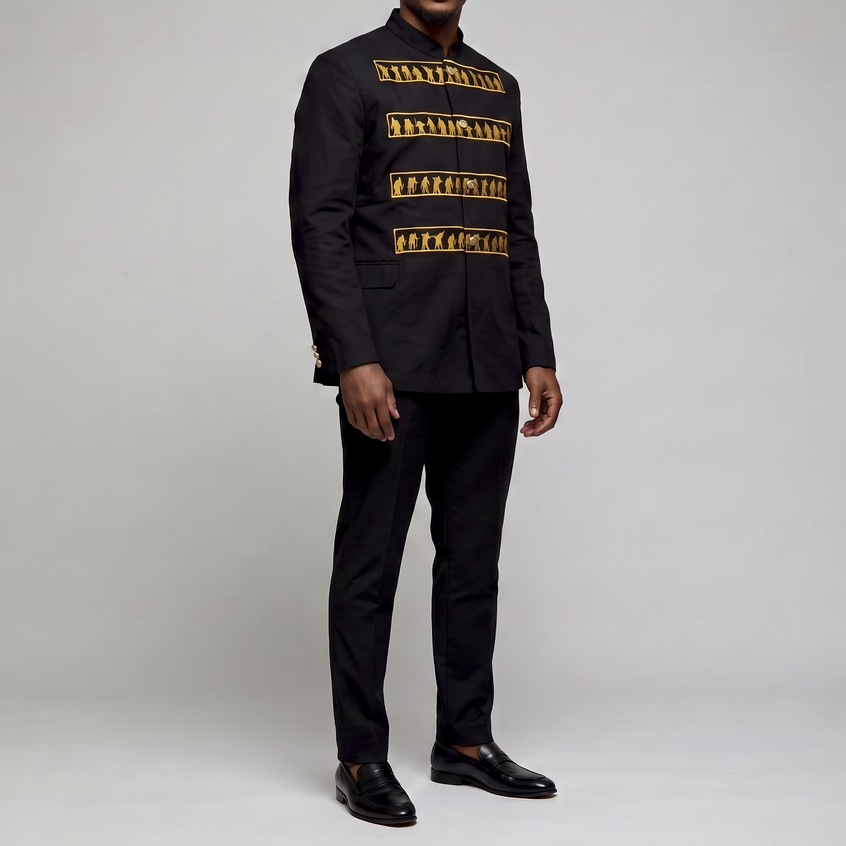 Black Suit w/ Elephant Embroidery