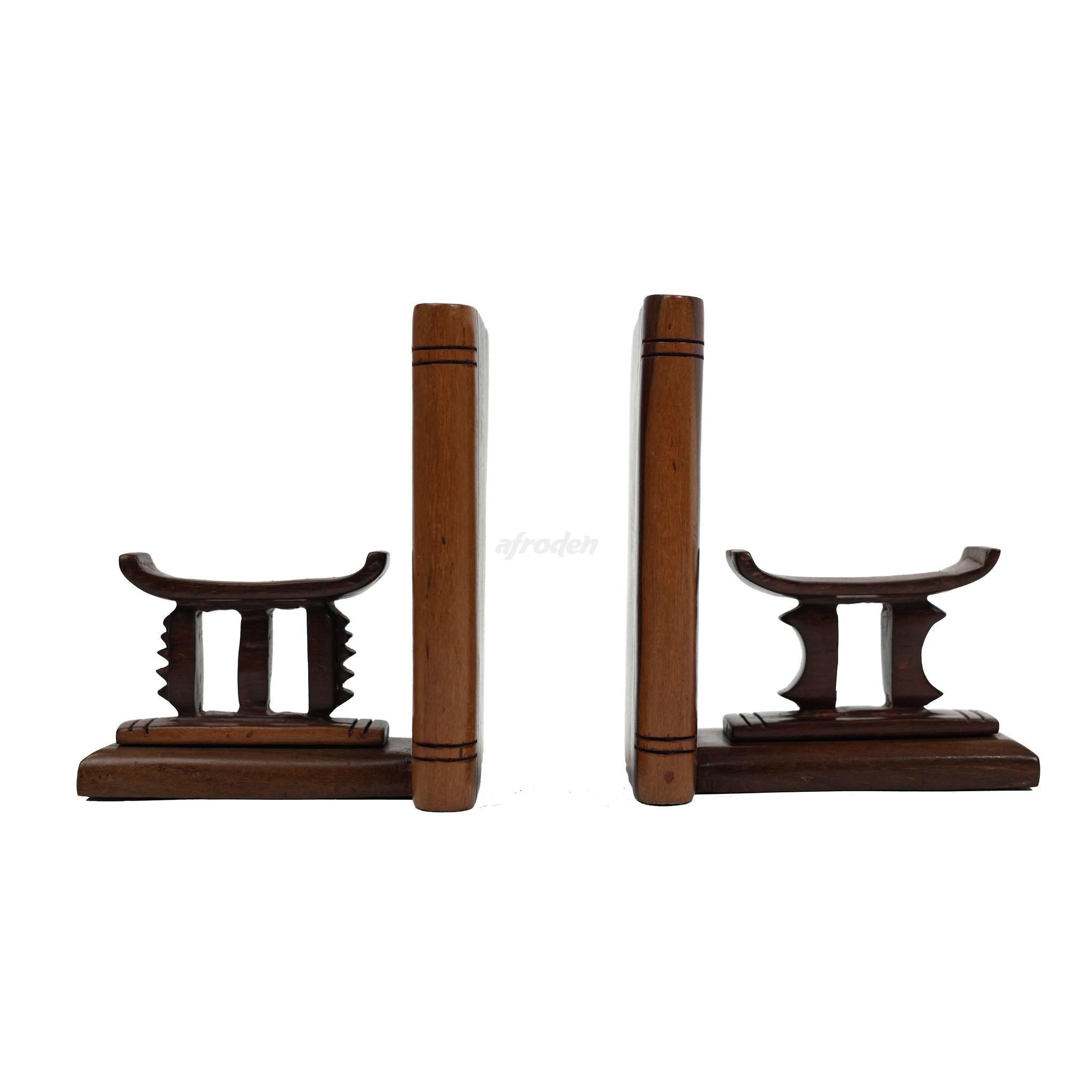 Hand-Carved Ashanti Stool Bookends