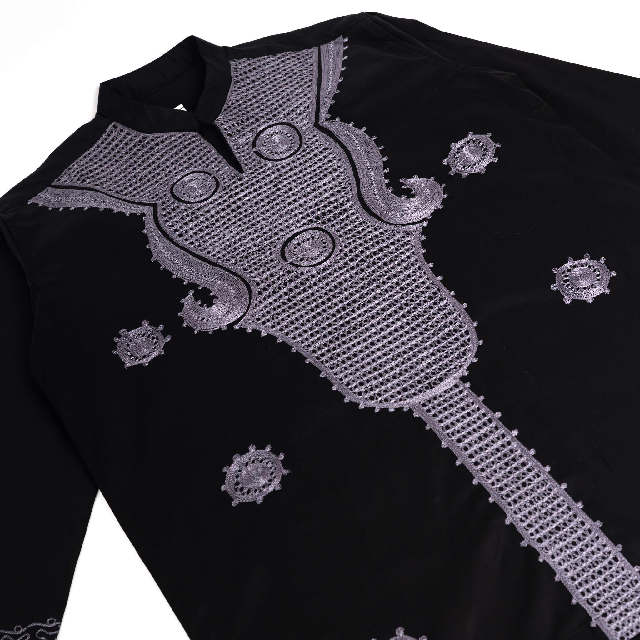 Elegant Black & Grey Embroidered Suit